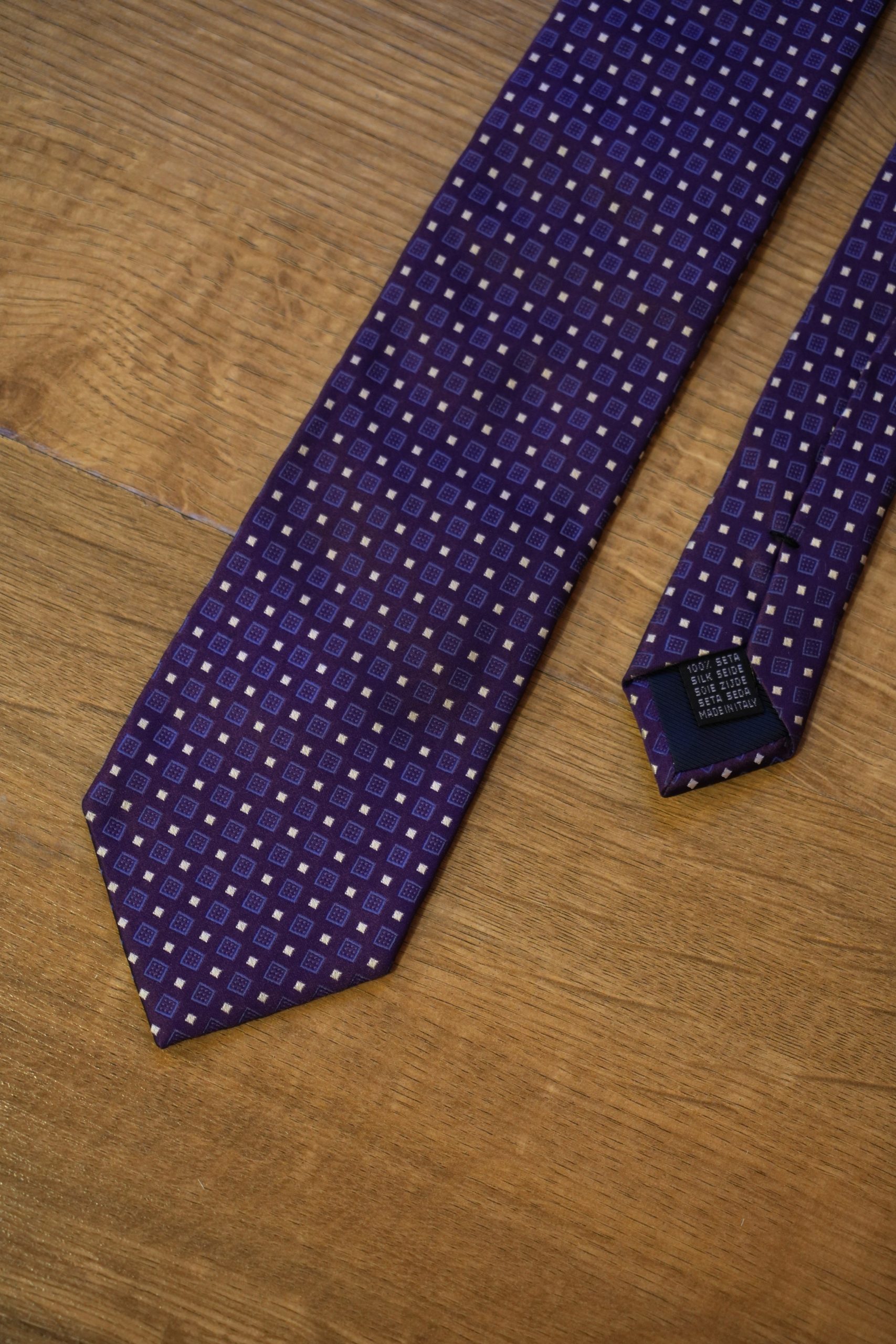 Emanuel Berg Cravate Motif Violet en Soie Pure