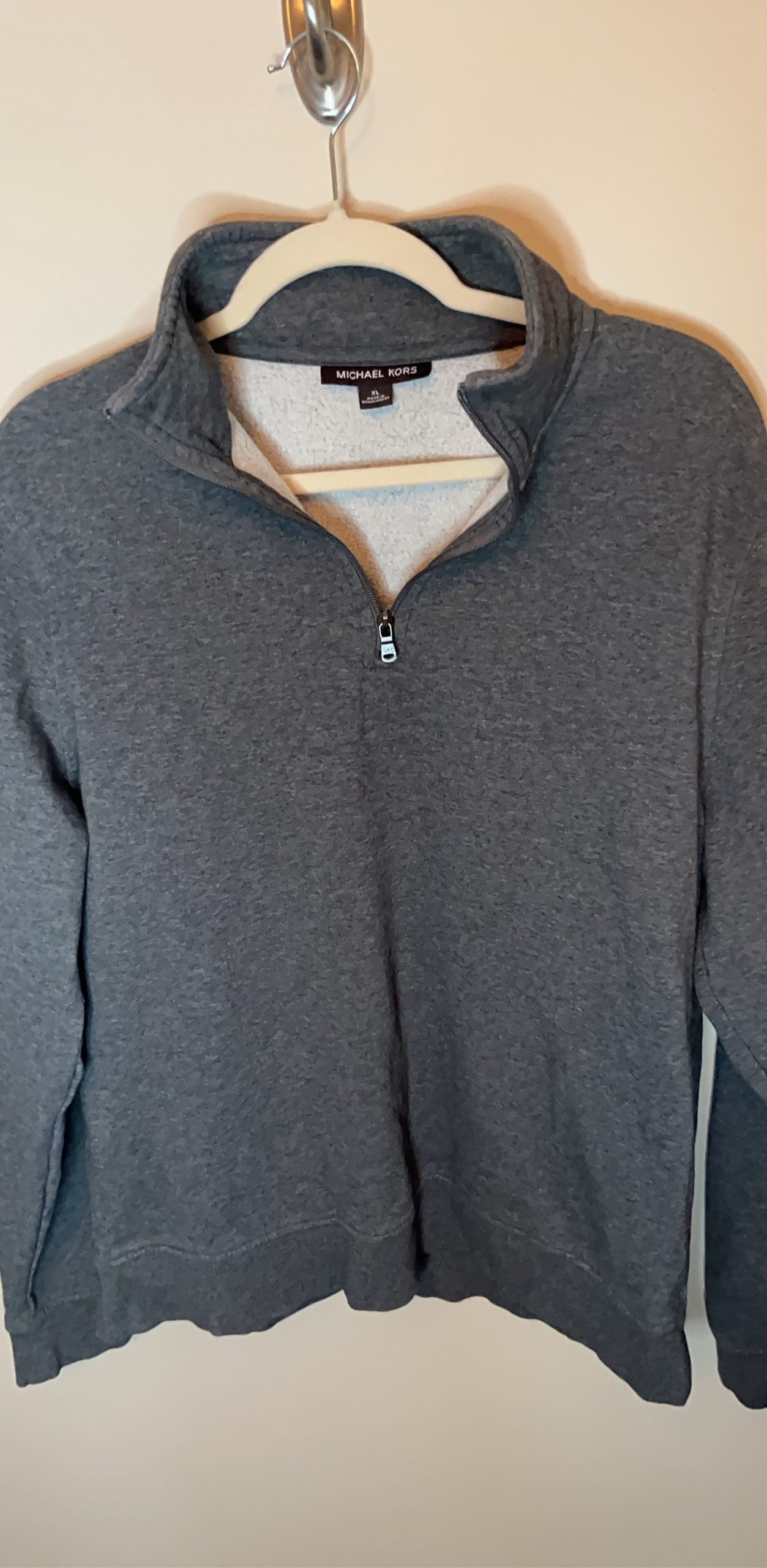 Michael Kors Grey Half Zip Sweatshirt XL Soft Fleece Lined