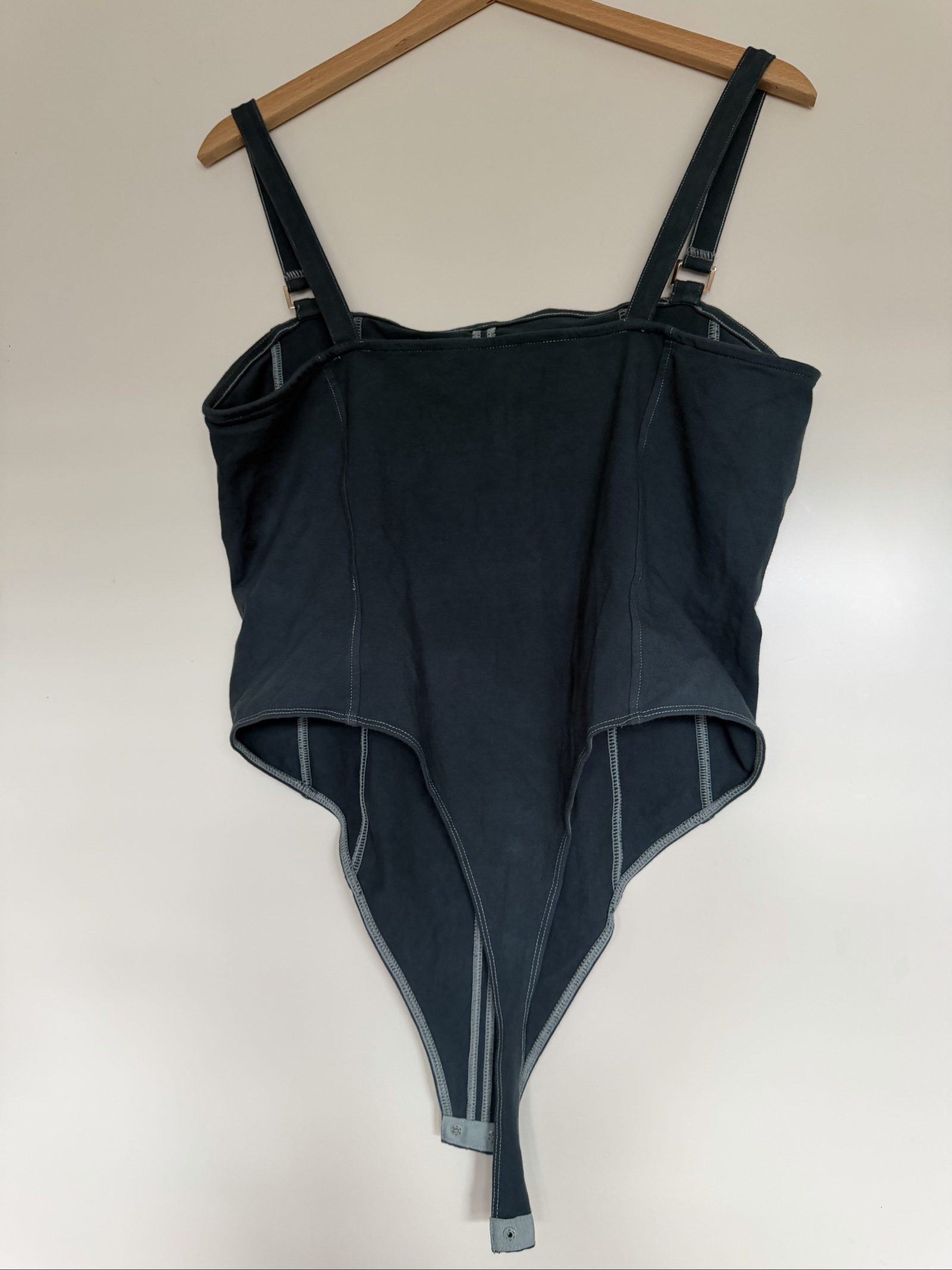 H&M denim look Corset Top Bodysuit Large Adjustable Straps image 4