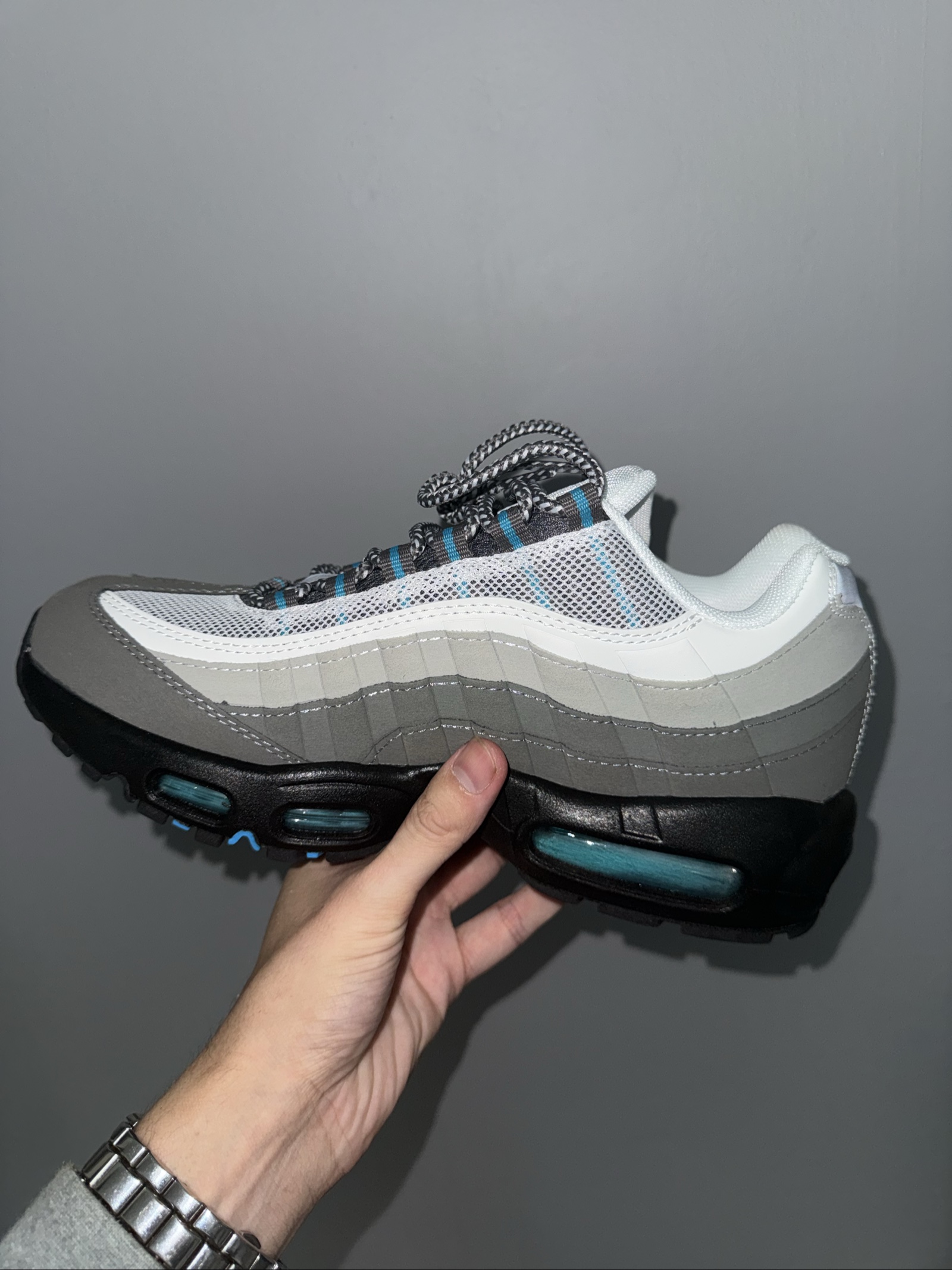 Nike White, Grey, Blue, Black Air Max 95 UK 9 Sneakers image 3