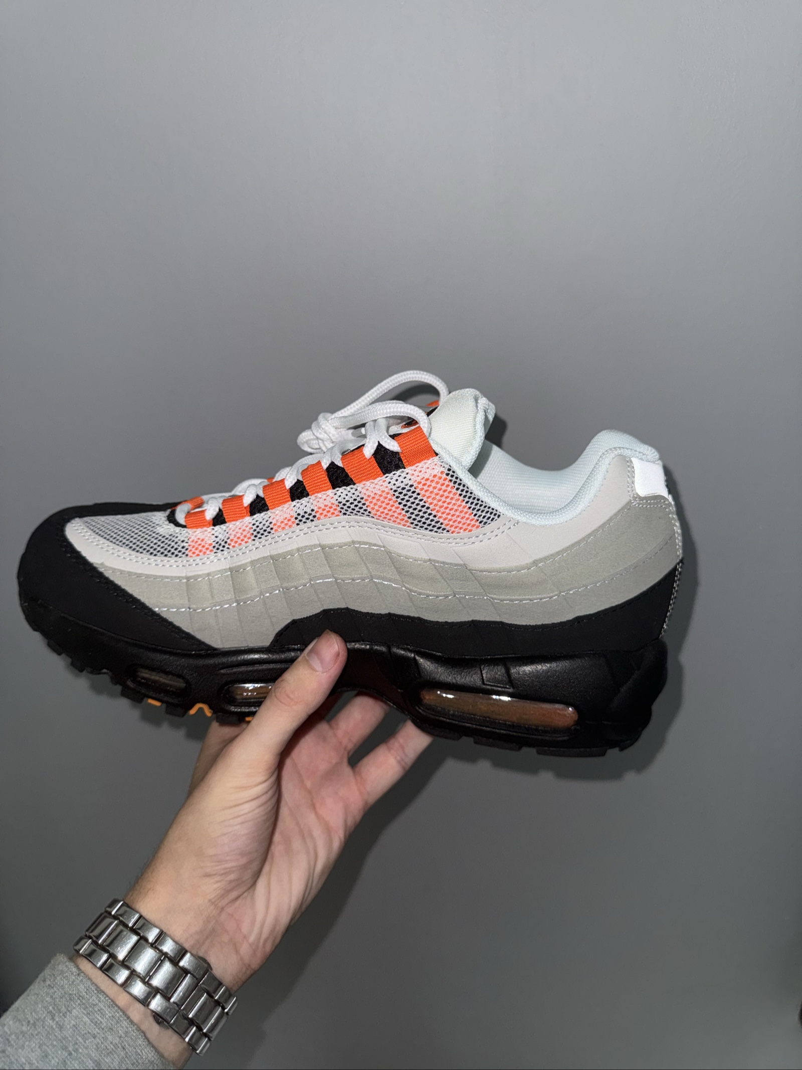 Nike Black, Grey & Orange Air Max 95 Sneakers UK 8.5 image 2