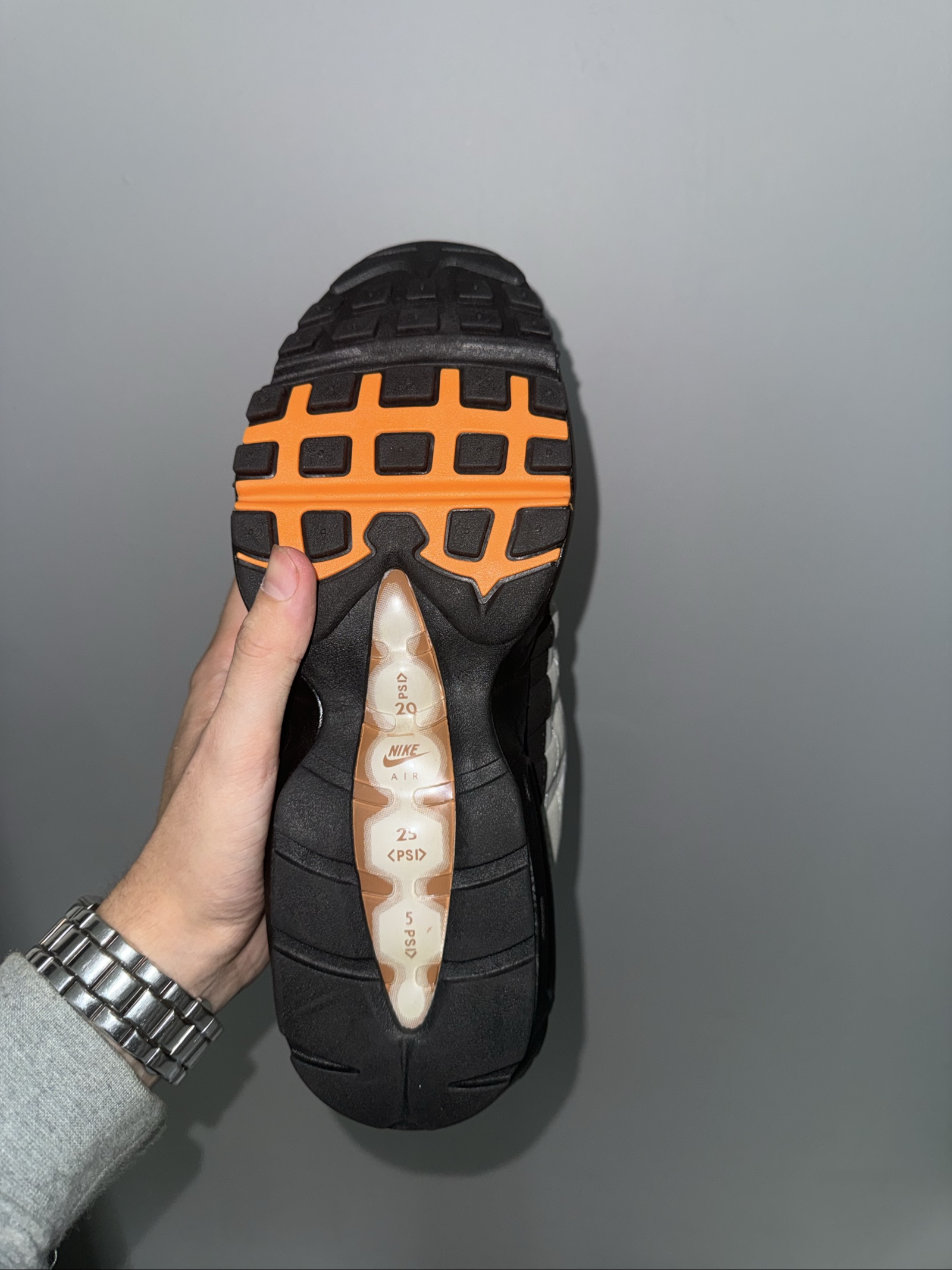 Nike Black, Grey & Orange Air Max 95 Sneakers UK 8.5 image 4