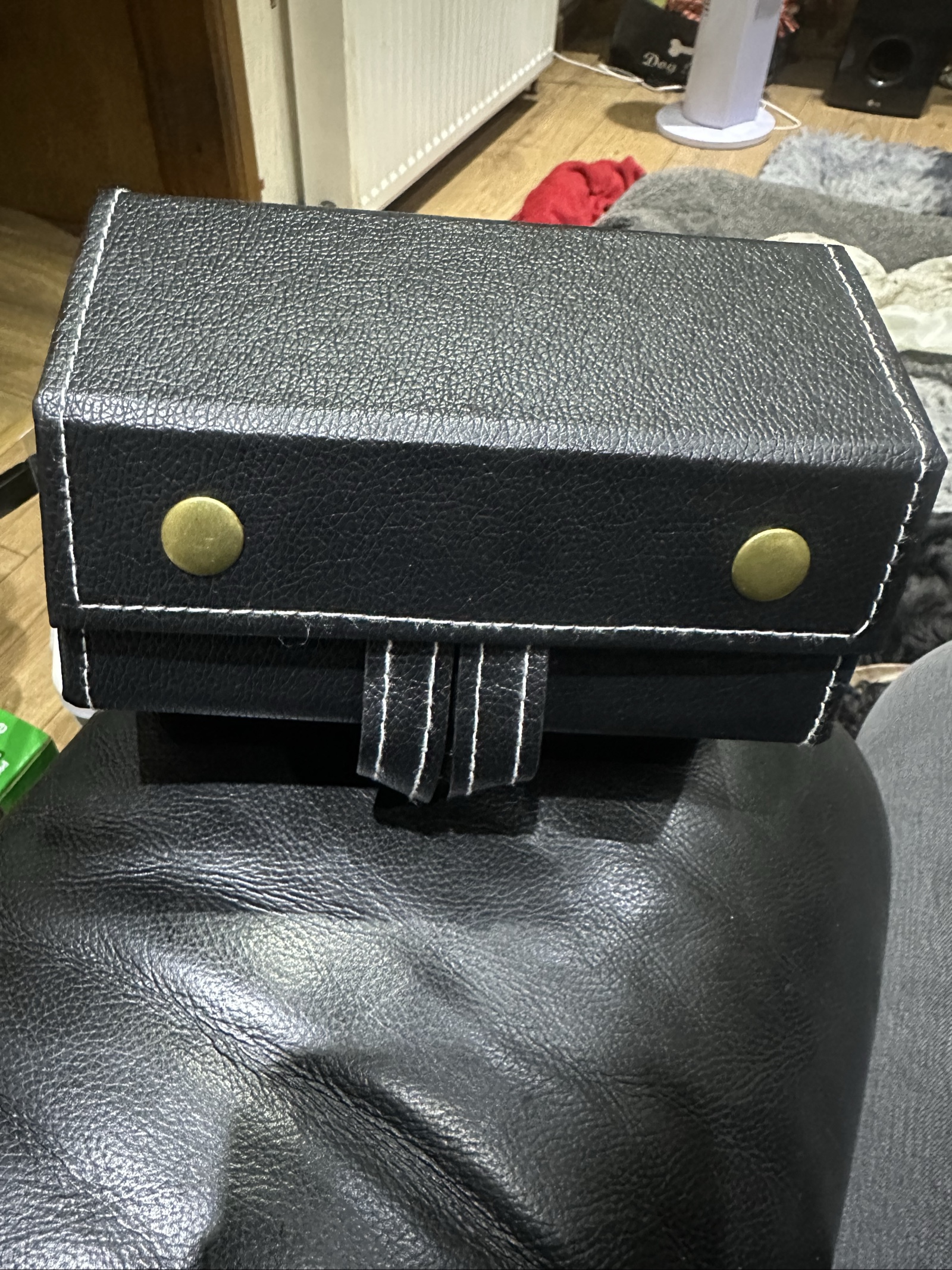 Black Faux Leather Travel Jewelry Organizer Box