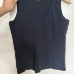 Sand Basic Navy Blue Cotton Stretch Tank Top Large
