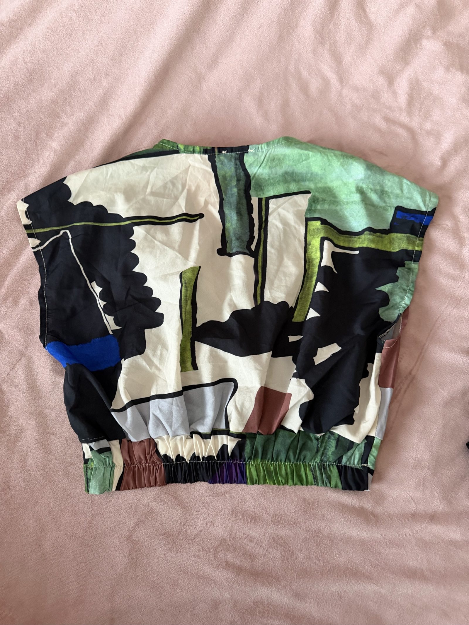 Multicolor Abstract Print Crop Top Medium image 5