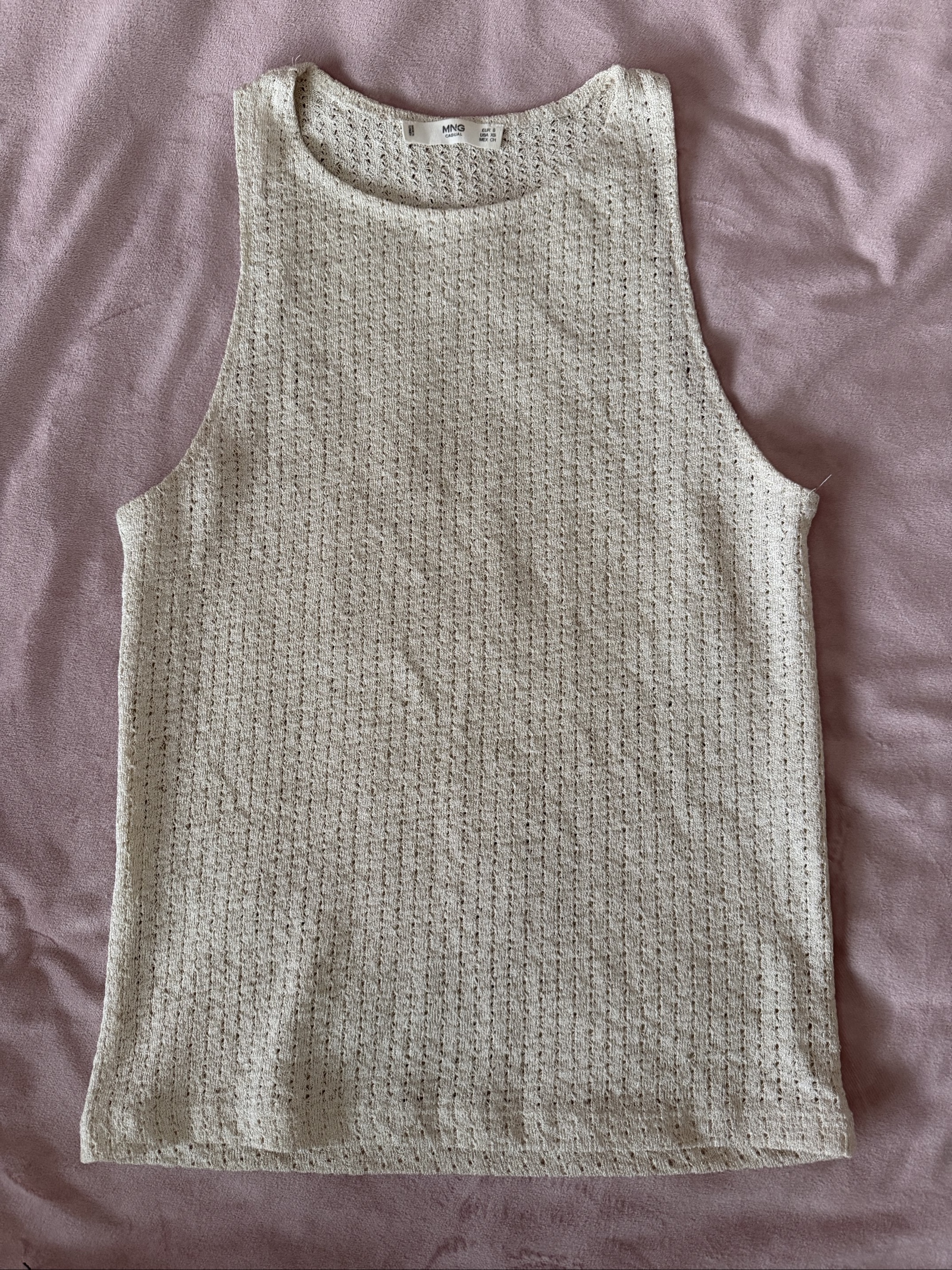 Beige Knit Sleeveless Top Mango Casual EUR S
