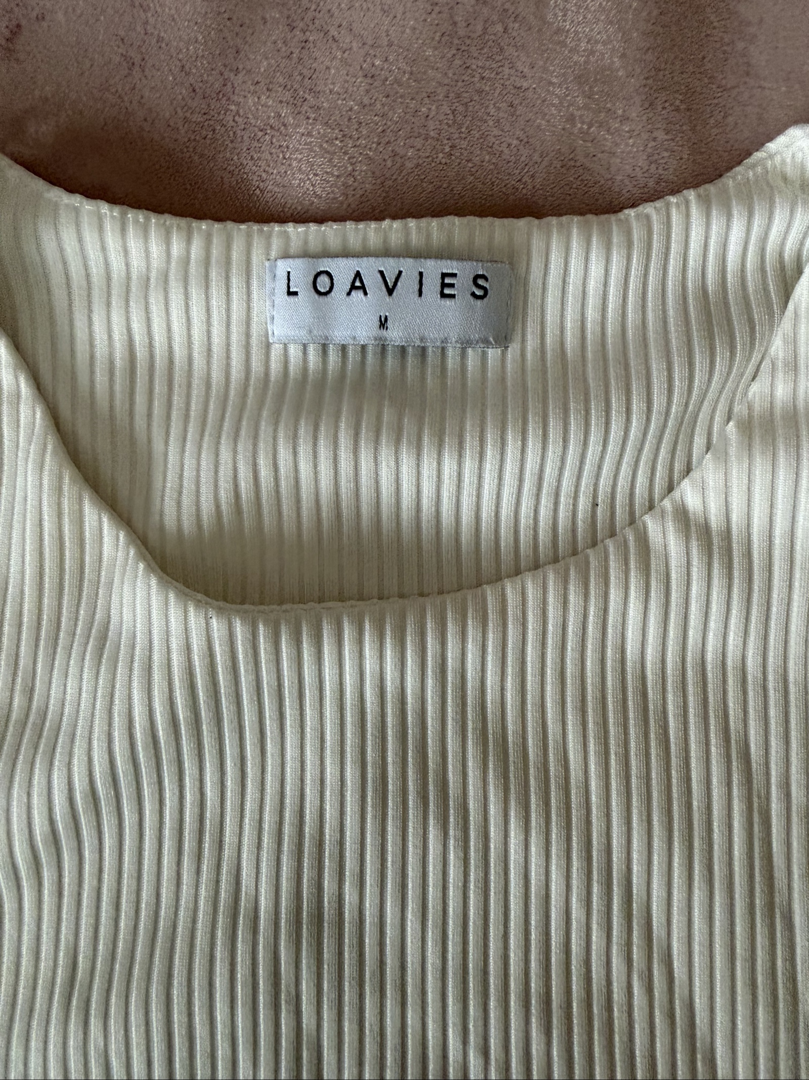 Loavies Cream Ribbed Cropped Tank Top Medium image 2