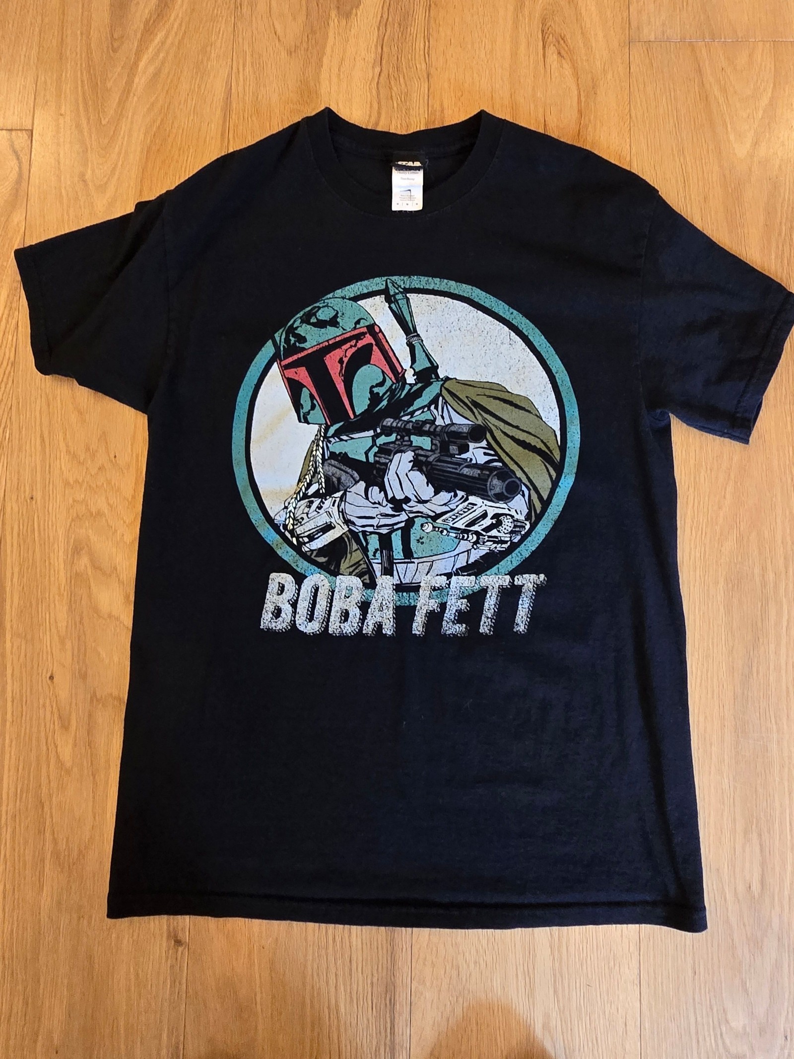 Star Wars Black Boba Fett Graphic T-Shirt Medium 100% Cotton