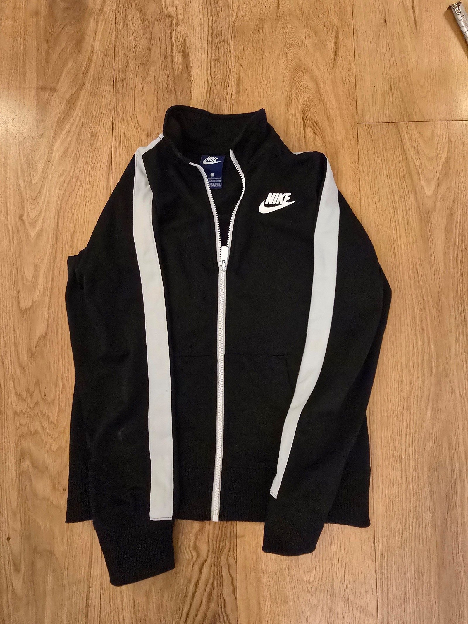 Nike Black & White Zip-Up Jacket Large Polyester
