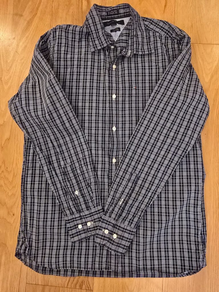Tommy Hilfiger Navy & White Checked Shirt M Custom Fit