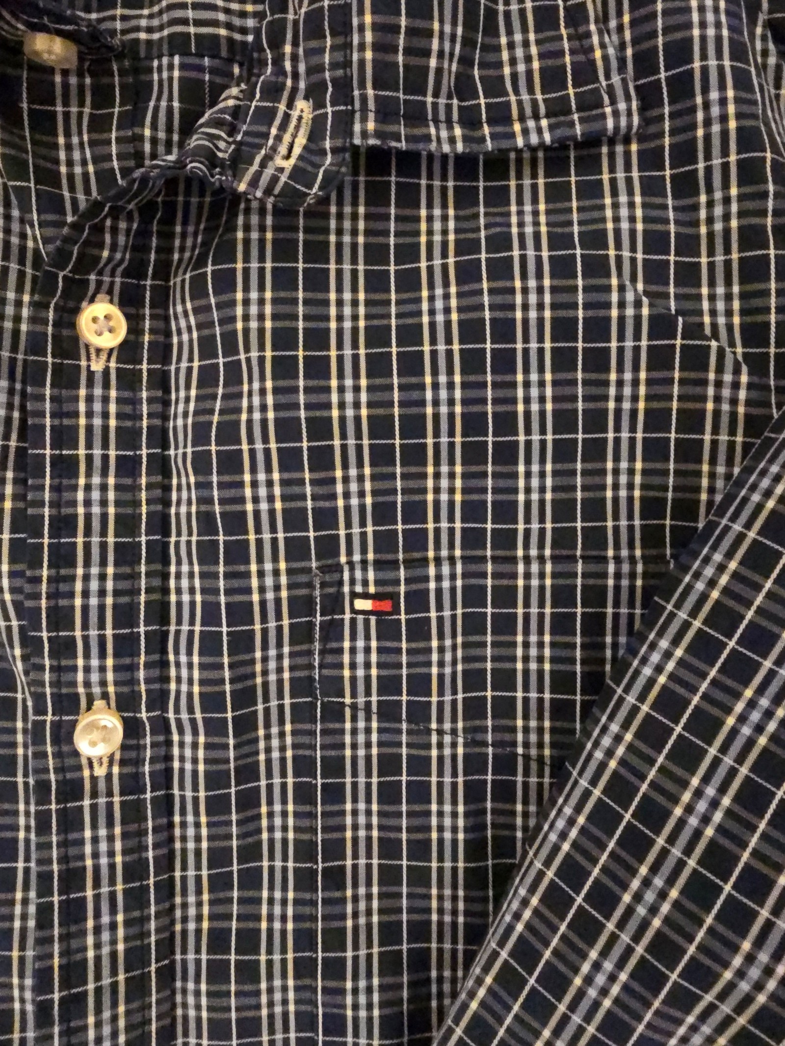 Tommy Hilfiger Navy & White Checked Shirt M Custom Fit image 2