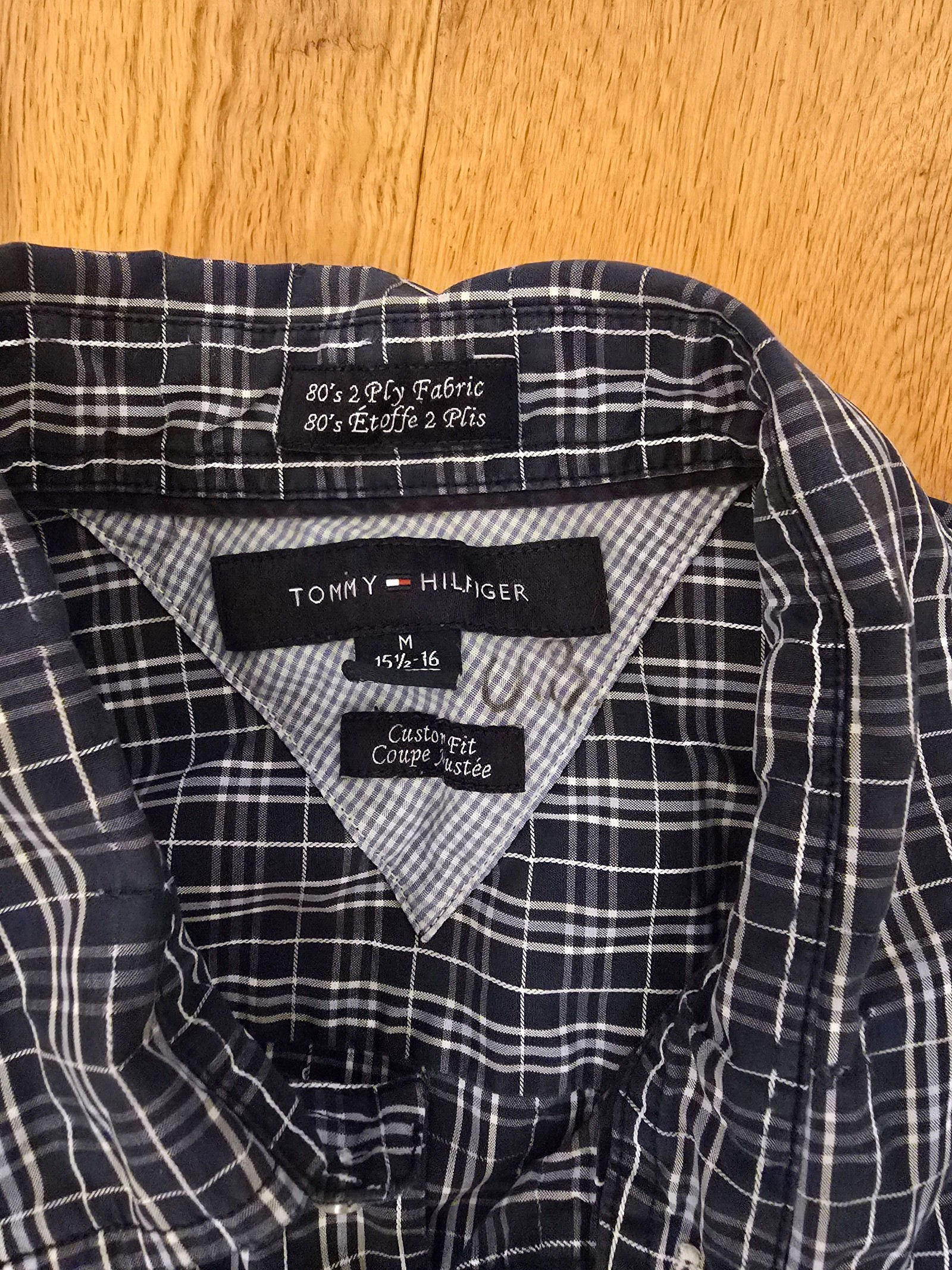 Tommy Hilfiger Navy & White Checked Shirt M Custom Fit image 3