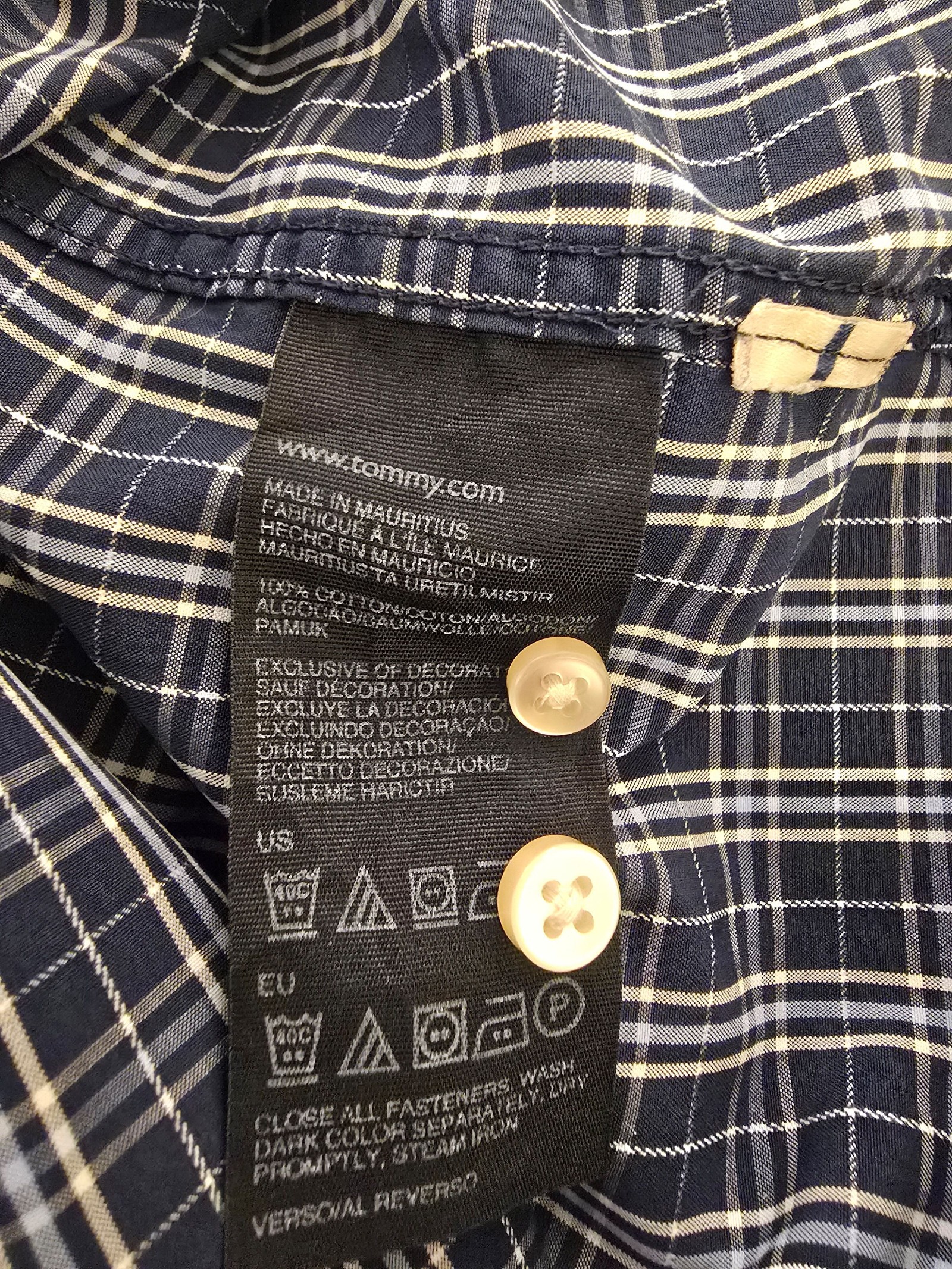 Tommy Hilfiger Navy & White Checked Shirt M Custom Fit image 5