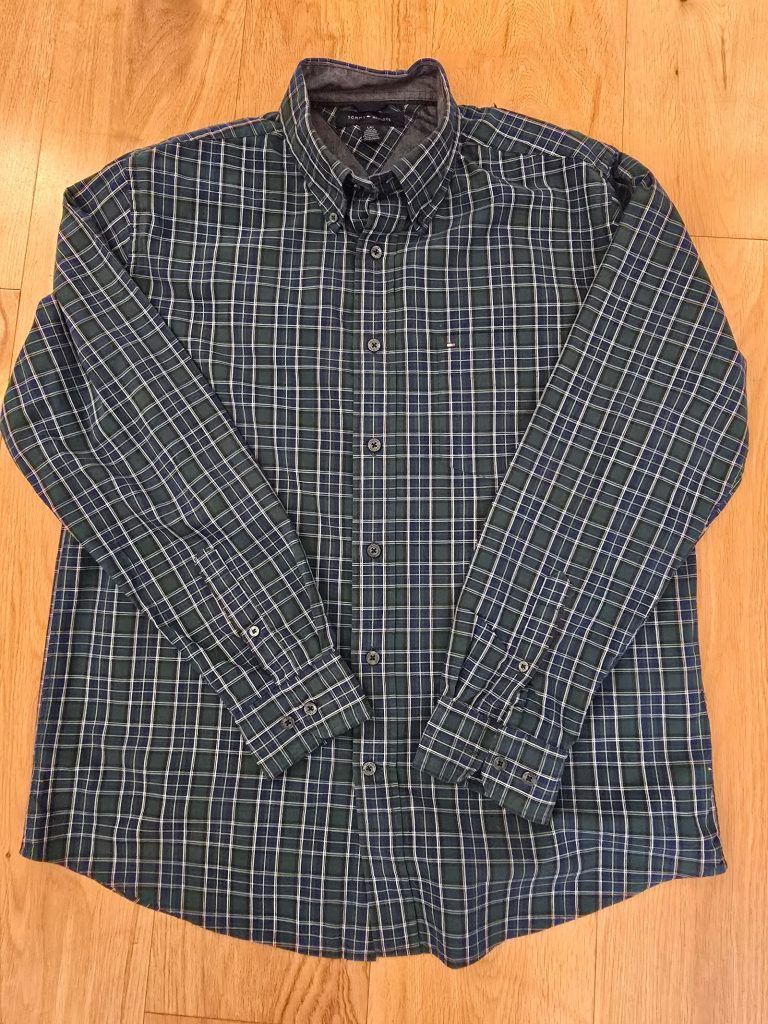 Tommy Hilfiger Green & Blue Checked Cotton Shirt Large L