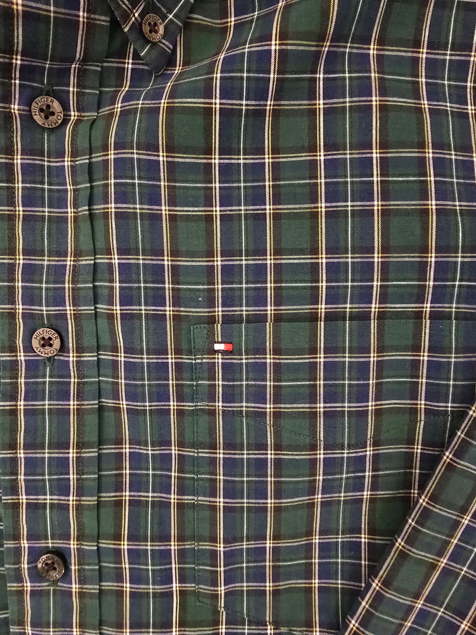 Tommy Hilfiger Green & Blue Checked Cotton Shirt Large L image 2