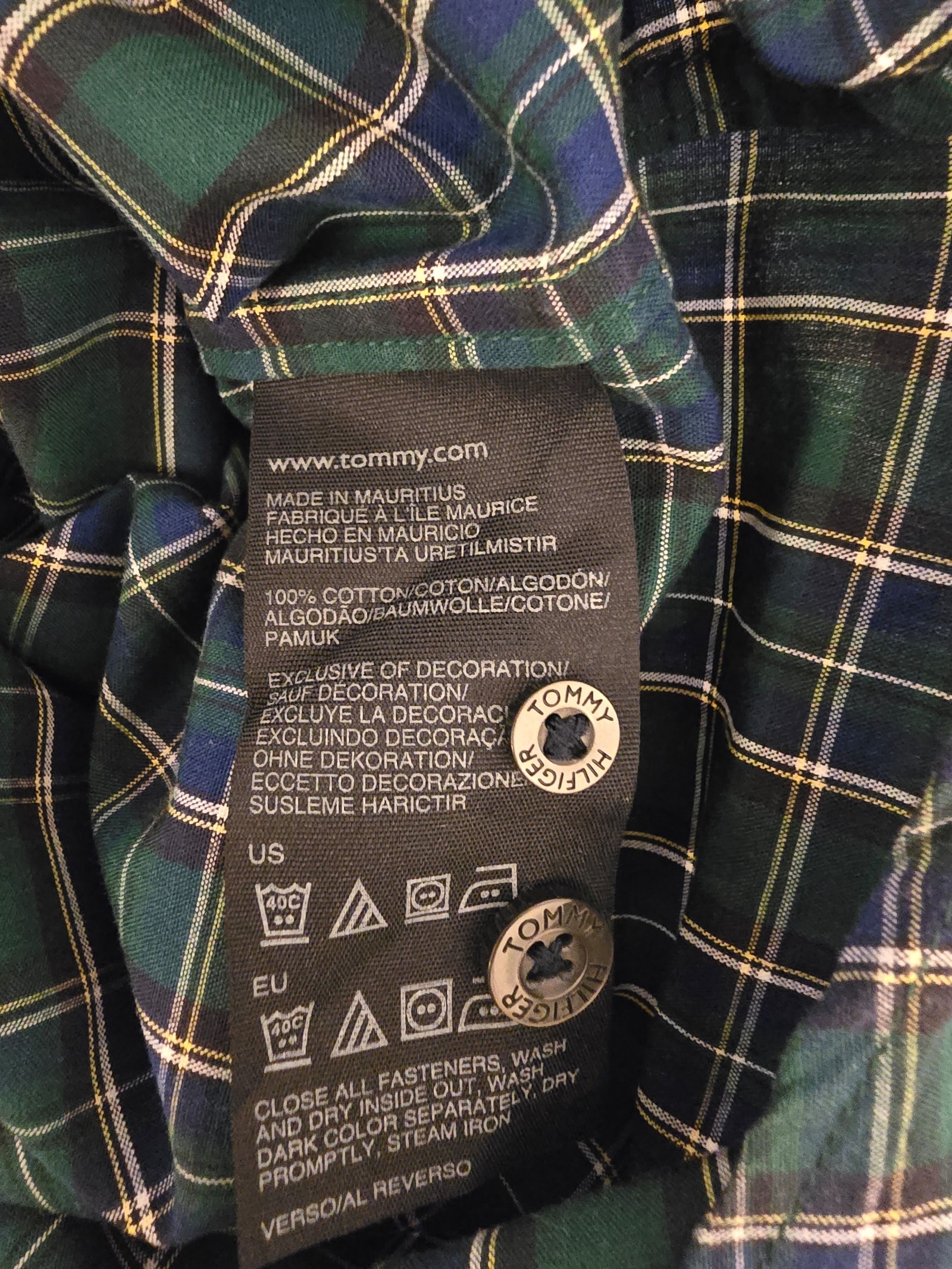 Tommy Hilfiger Green & Blue Checked Cotton Shirt Large L image 5