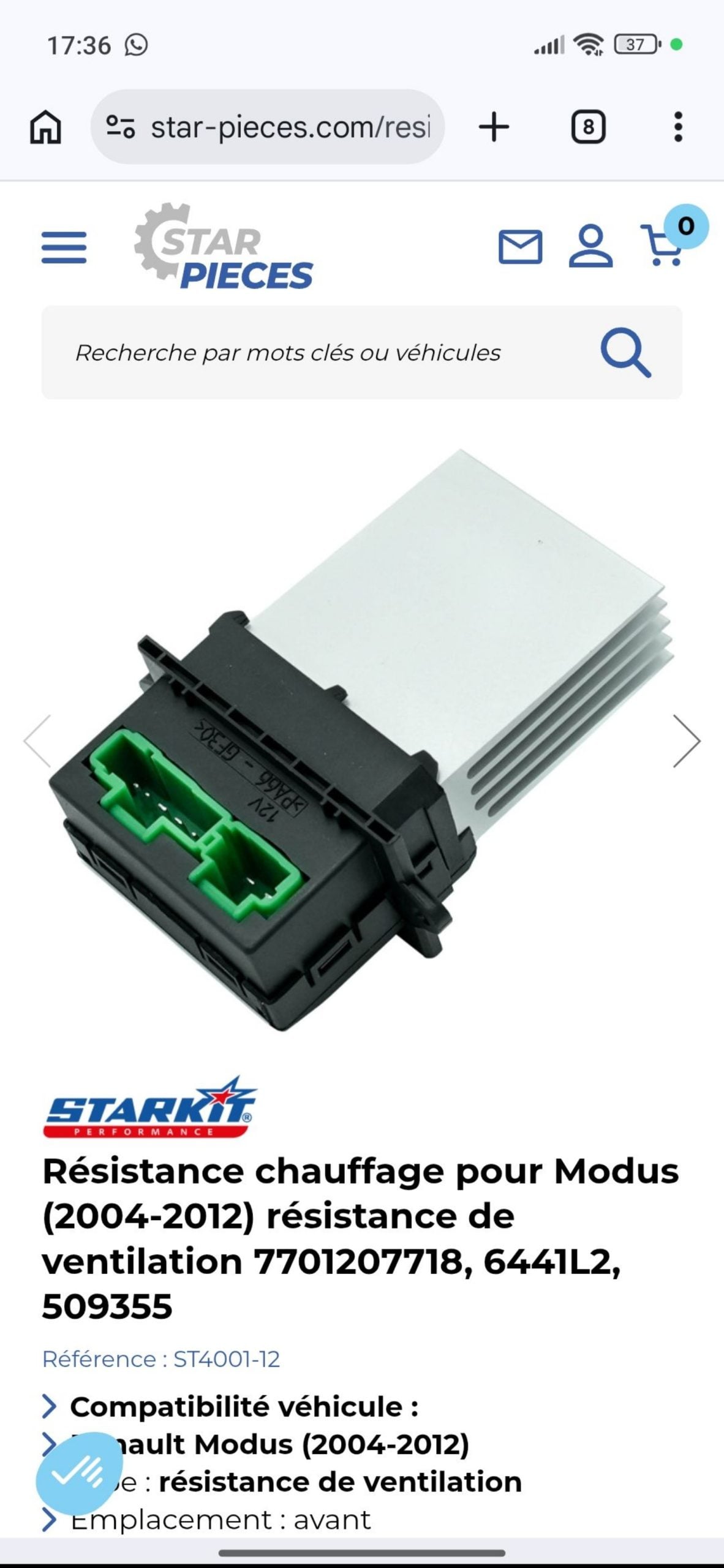 Starkit Black & Green Heating Resistor for Renault Modus 2004-2012