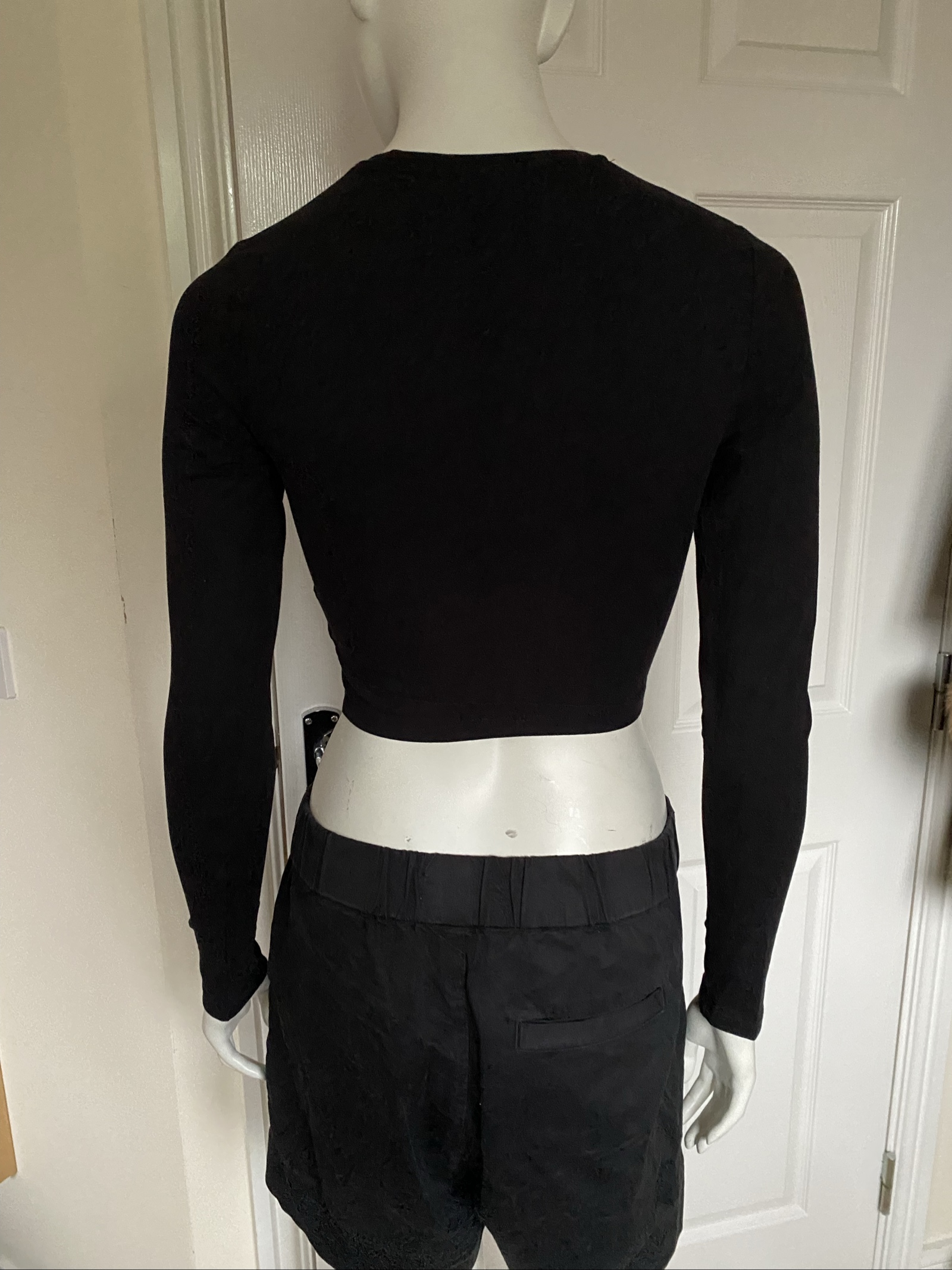 Weekday Black Cropped Long Sleeve Top - Size S image 3