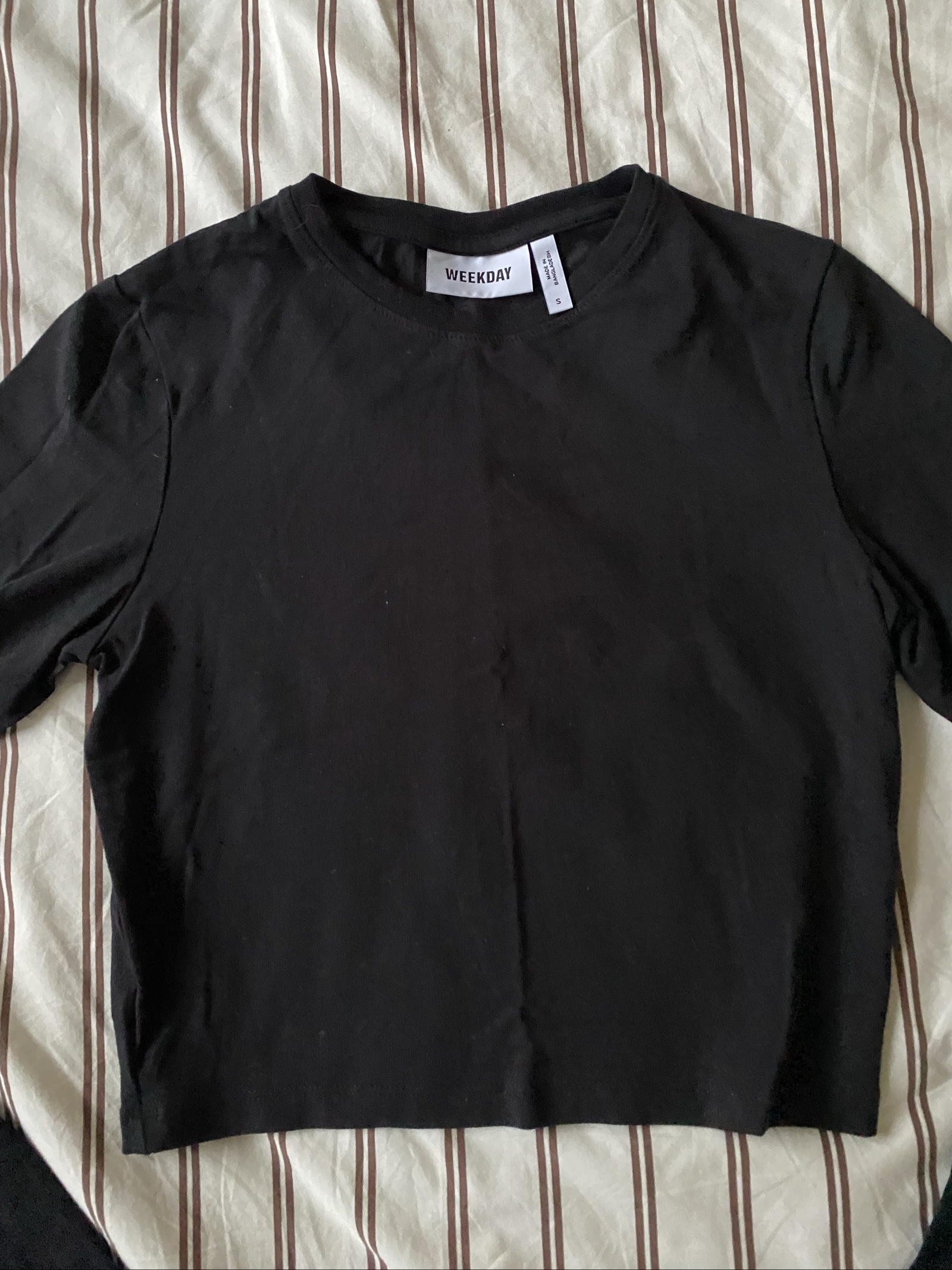 Weekday Black Cropped Long Sleeve Top - Size S image 5