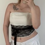 Unbranded Cream & Black Lace Corset Top Small