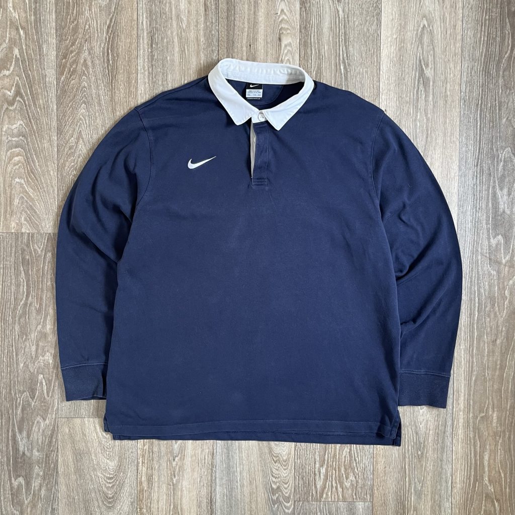 Vintage Nike Navy Rugby Shirt Mens XXL Y2K Swoosh Logo