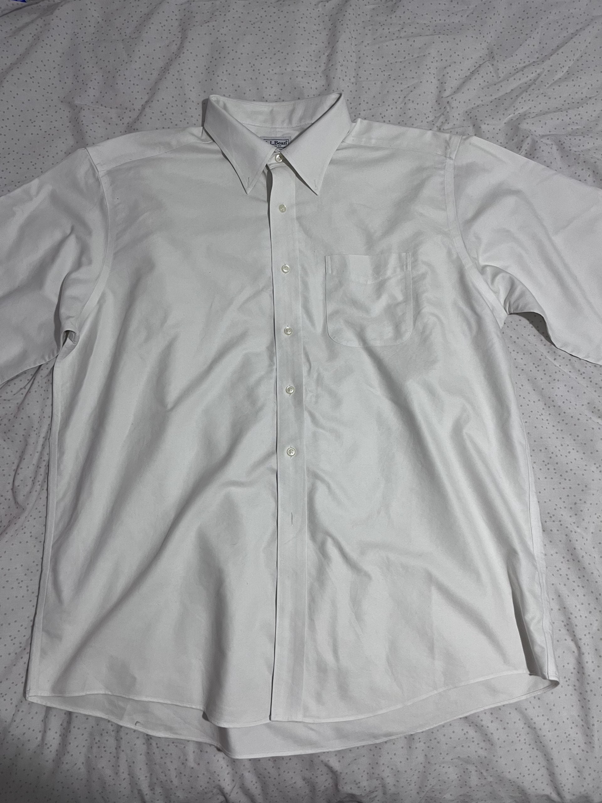 L.L.Bean White Traditional Fit Cotton Polo Shirt Large
