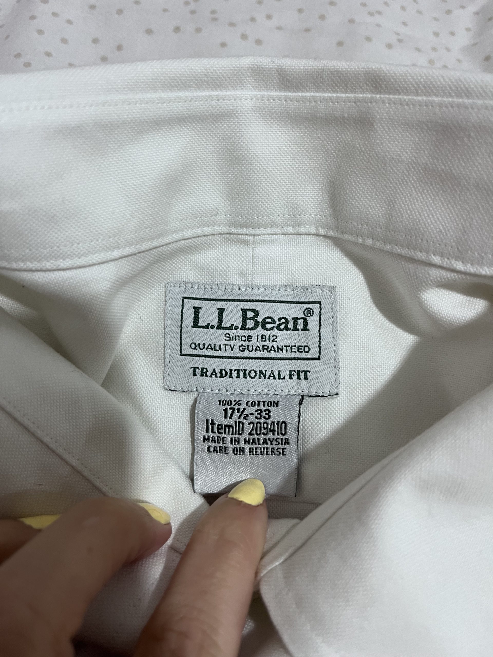 L.L.Bean White Traditional Fit Cotton Polo Shirt Large image 2