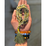 Serpentine Jap Mala 108+1 Beads | Certified Natural Gemstone Prayer Mala Necklace | Meditation, Yoga, Mindfulness, Mantra Chanting & Spiritual Wellness for Men & Women