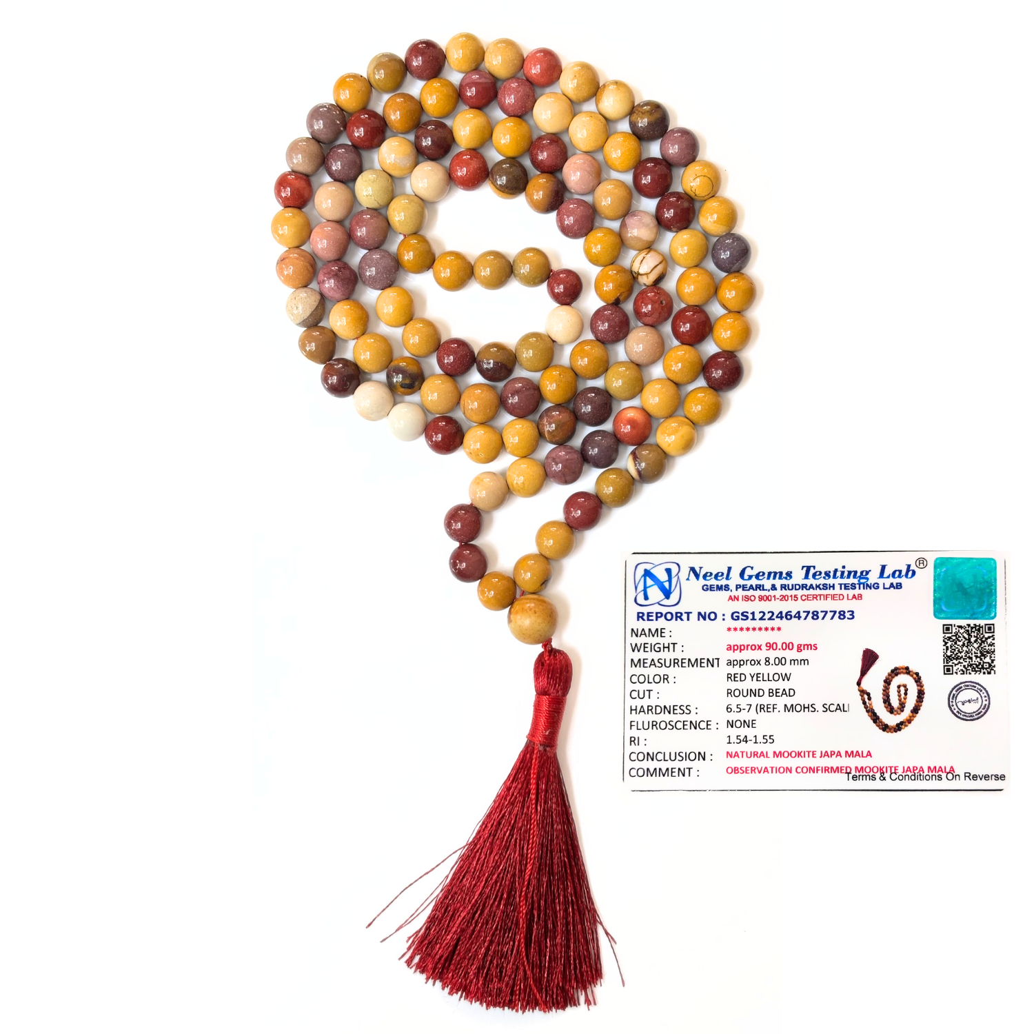 Mookaite Jap Mala 108+1 Beads | Certified Natural Gemstone Prayer Mala Necklace | Meditation, Yoga, Mindfulness, Mantra Chanting & Spiritual Wellness for Men & Women image 2