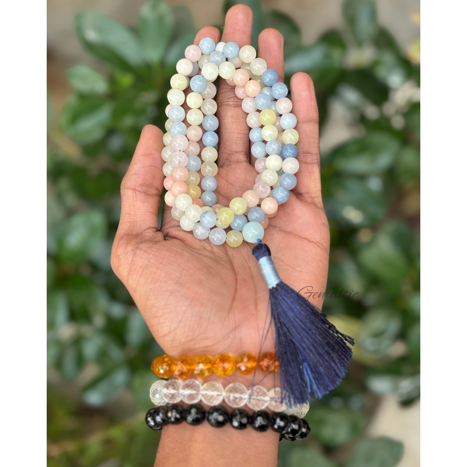 Morganite Berry Jap Mala 108+1 Beads | Certified Natural Gemstone Prayer Mala Necklace | Meditation, Yoga, Mindfulness, Mantra Chanting & Spiritual Wellness for Men & Women