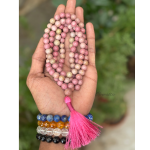 Rhodochrosite Jap Mala 108+1 Beads | Certified Natural Gemstone Prayer Mala Necklace | Meditation, Yoga, Mindfulness, Mantra Chanting & Spiritual Wellness for Men & Women