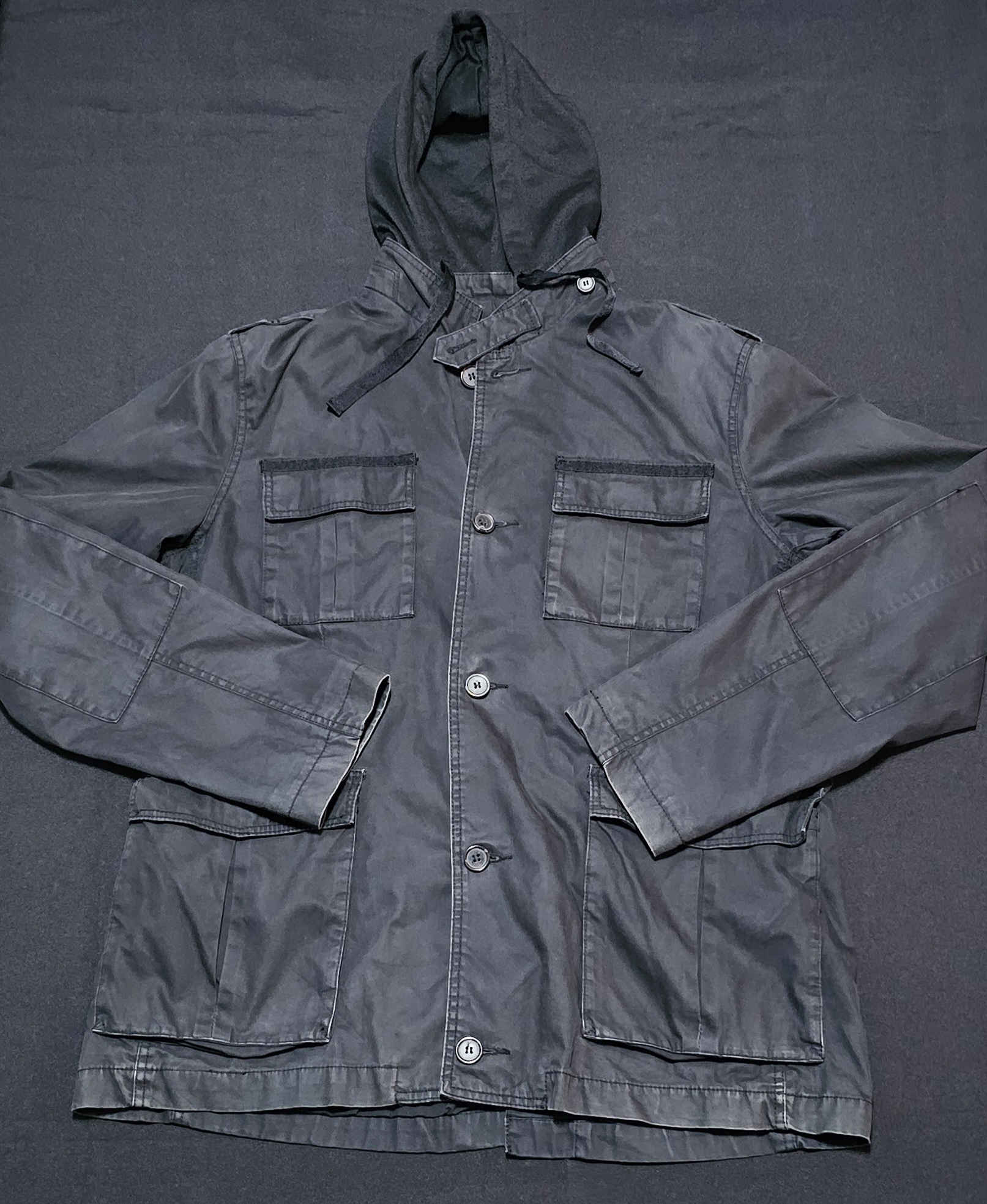 Springfield Black Hooded Jacket XXL Men's Cotton Blend