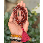Red Onyx Jap Mala 108+1 Beads | Certified Natural Gemstone Prayer Mala Necklace | Meditation, Yoga, Mindfulness, Mantra Chanting & Spiritual Wellness for Men & Women