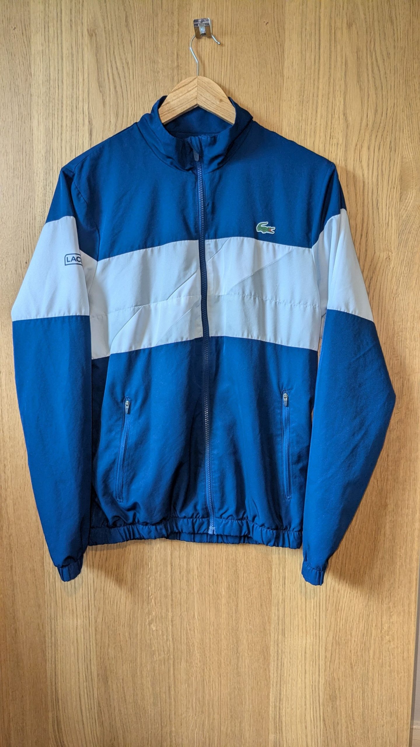 Lacoste Blue & White Track Jacket size 4 / M Lightweight Sportswear