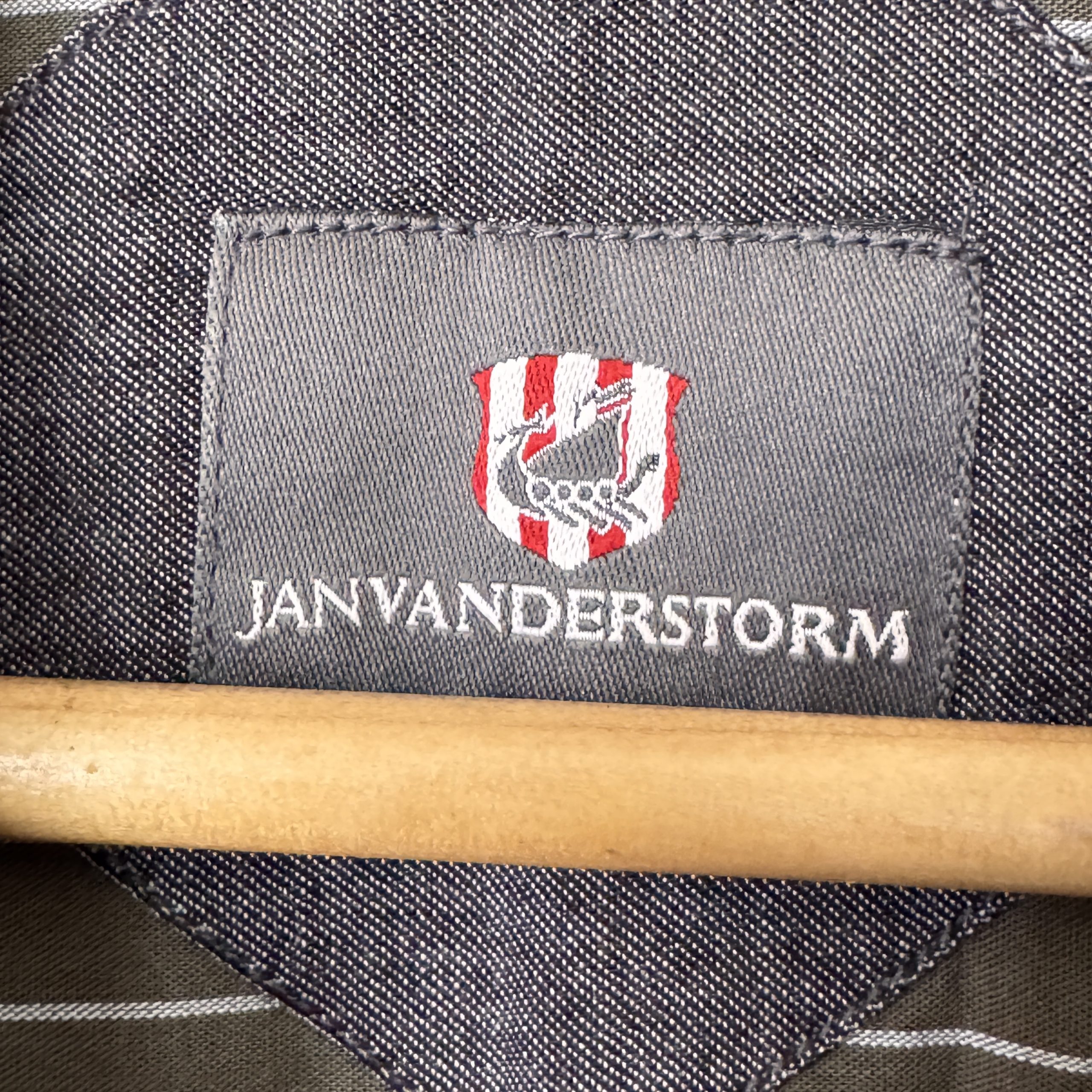 Jan Vanderstorm Olive & White Striped Casual Shirt XL 2805 image 4