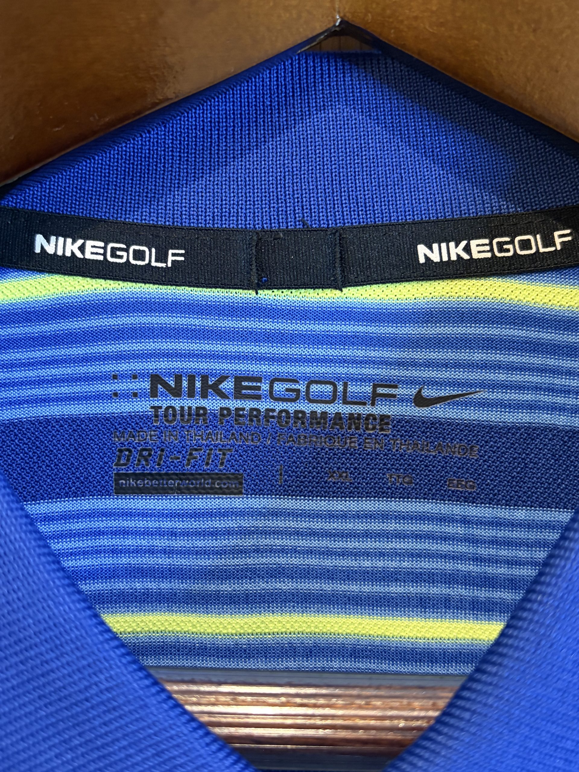 Nike Golf Dri-FIT Polo Shirt Blue Striped Mens XXL Golfing Performance Activewear Gym Sports Top image 3