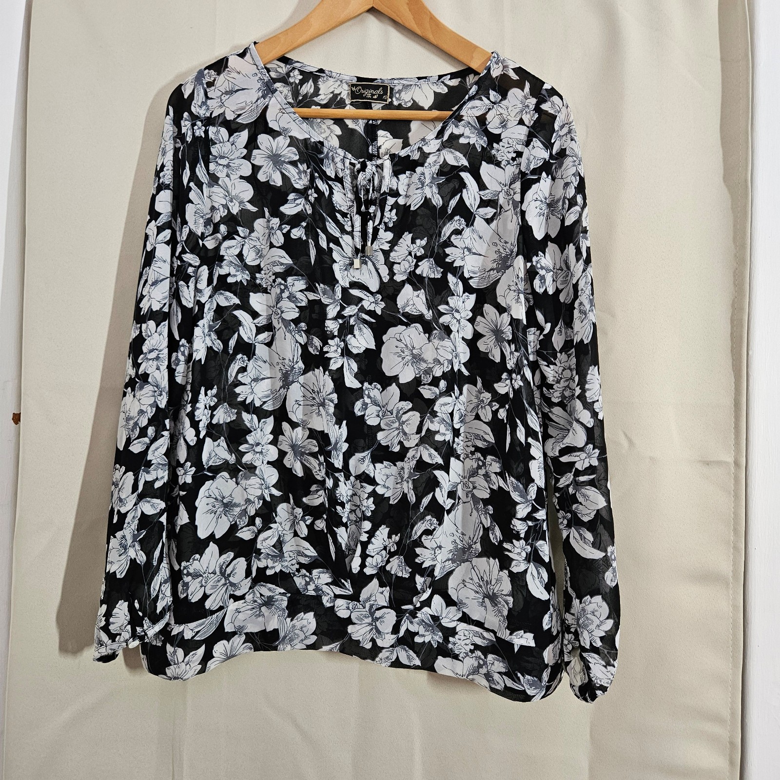 Originals Black & White Floral Print Blouse Size 12