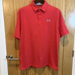 Under Armour HeatGear Polo Shirt Red Golf Training Gym Sports Top Mens Large Loose Fit