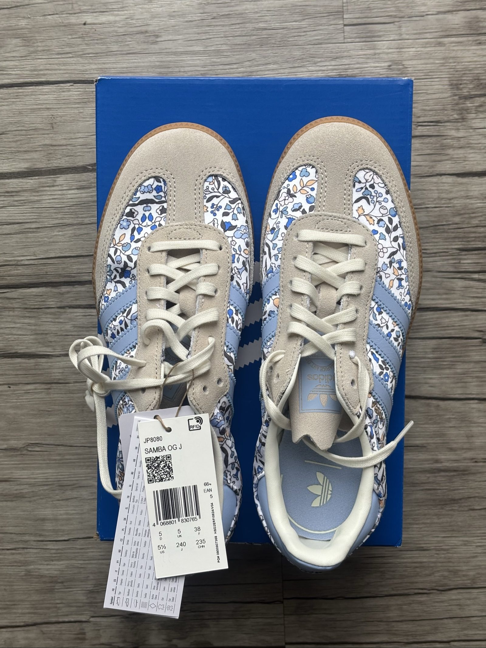UK 5 Juniors Adidas Samba OG J | Floral Blue JP8080 | image 4