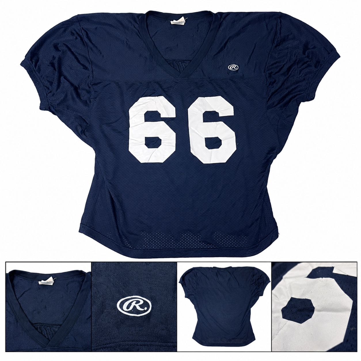 Rawlings Navy Blue Football Jersey 66 Size XL Mesh Material 2690