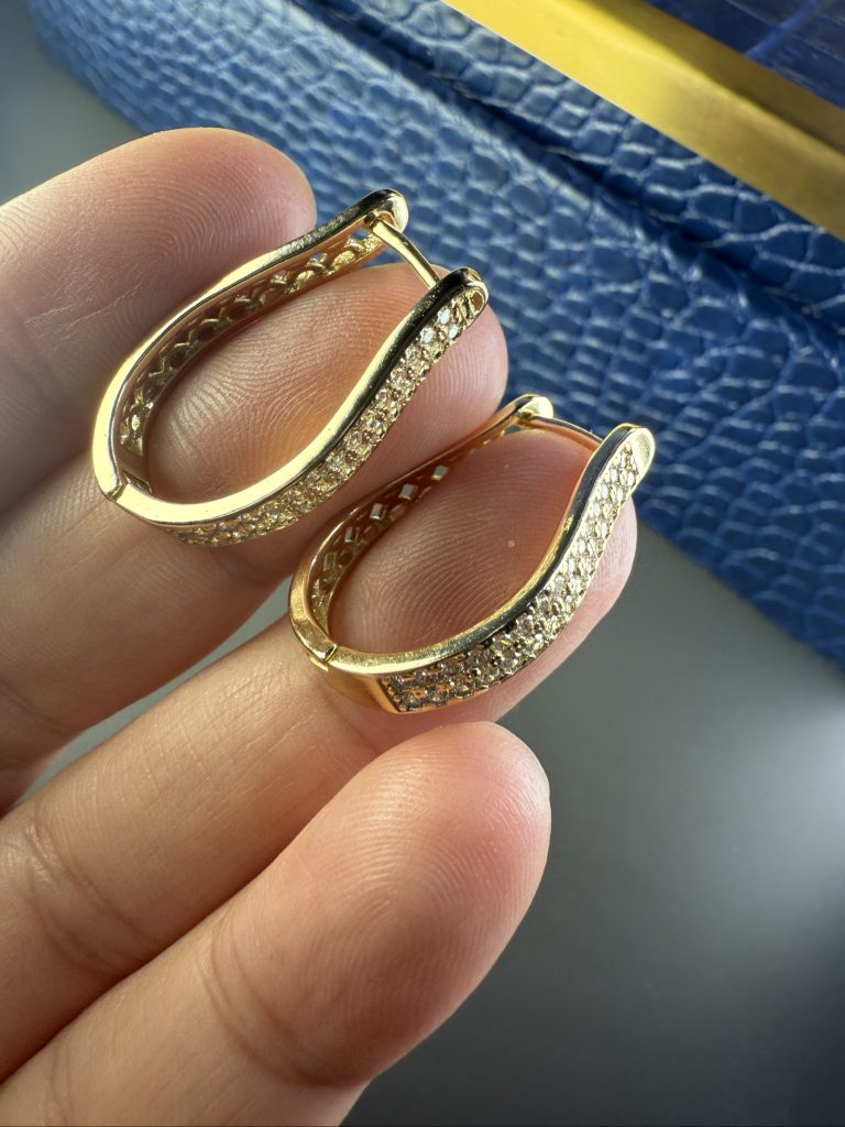Gold Tone Crystal Hoop Clip On Earrings
