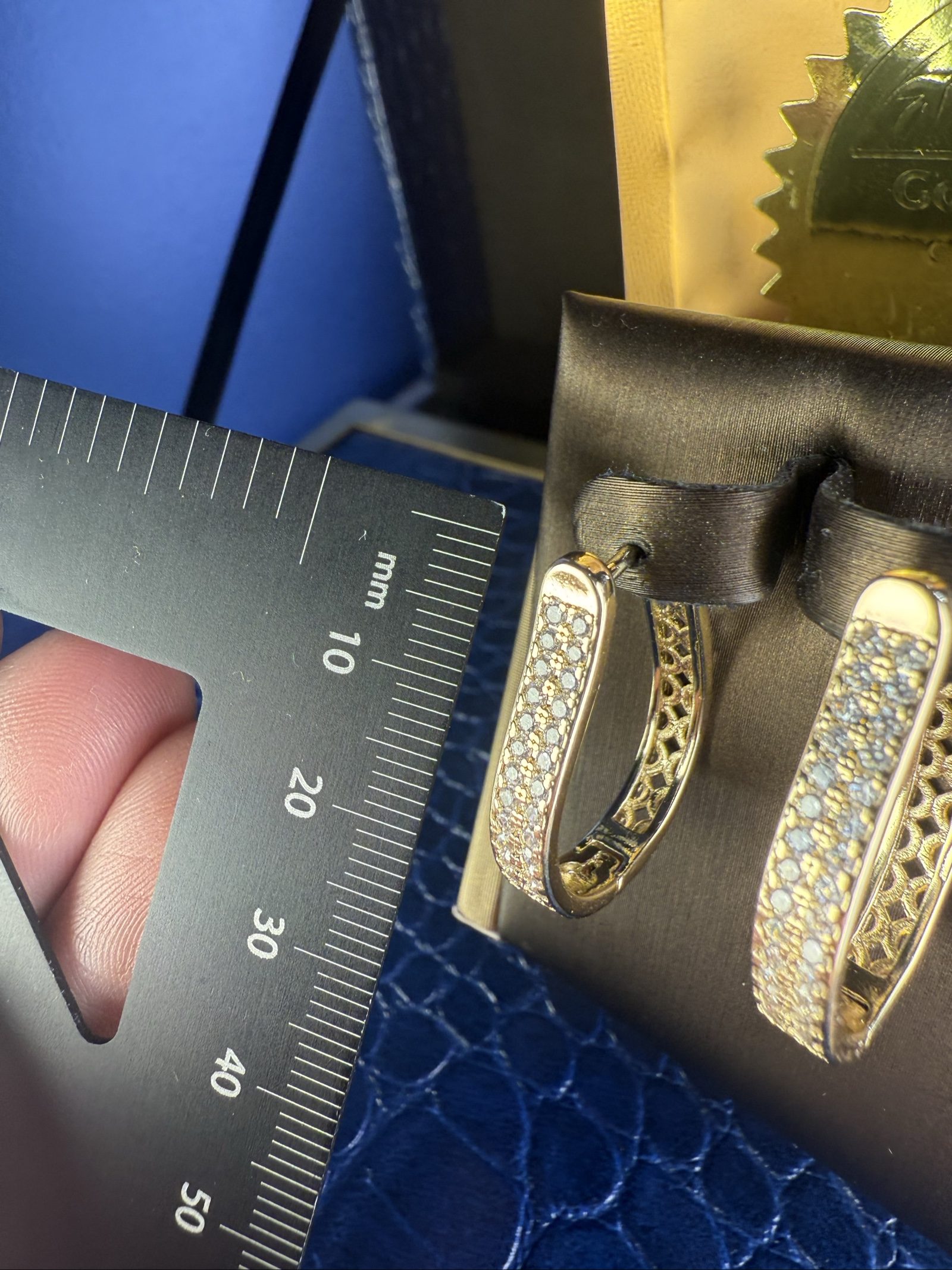 Gold Tone Crystal Hoop Clip On Earrings image 4