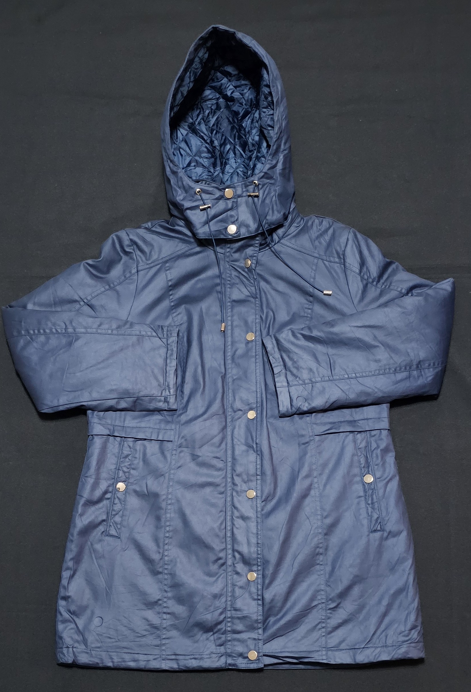 Collection L Navy Packable Hooded Jacket UK 16 Quilted Lining