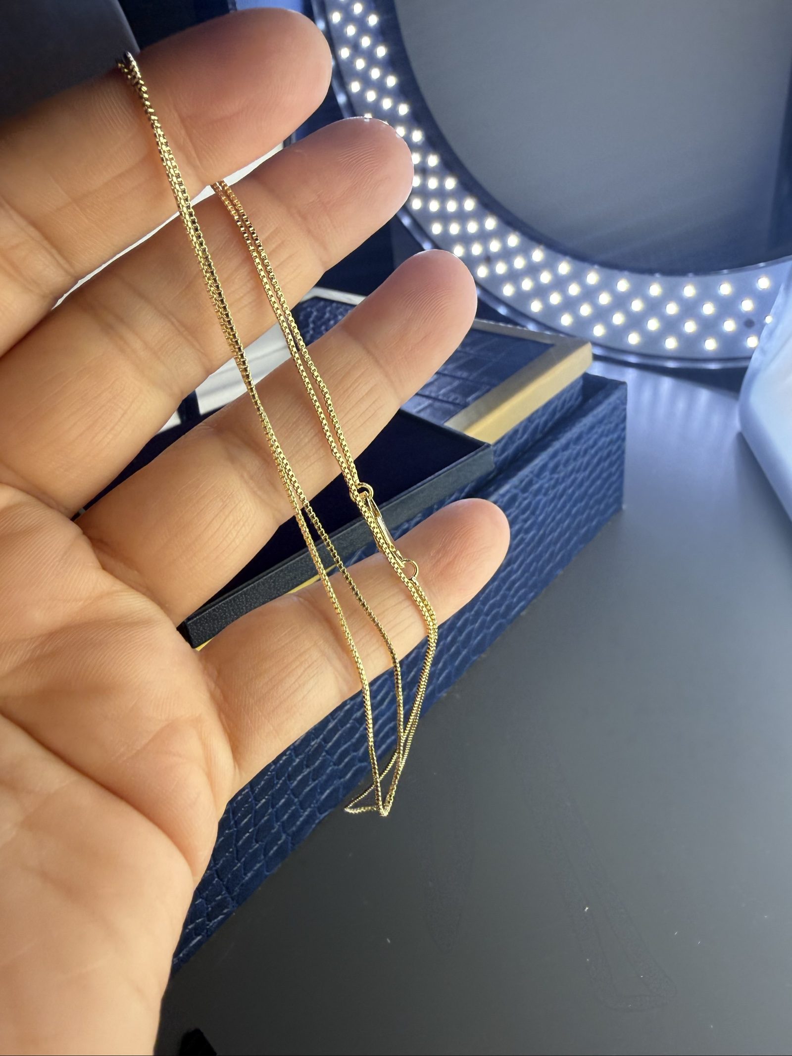 Gold plated Gold Box Chain Necklace 23 Inch, 60cm image 2