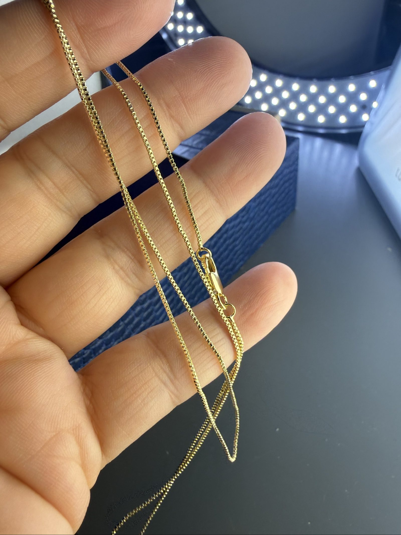 Gold plated Gold Box Chain Necklace 23 Inch, 60cm image 3