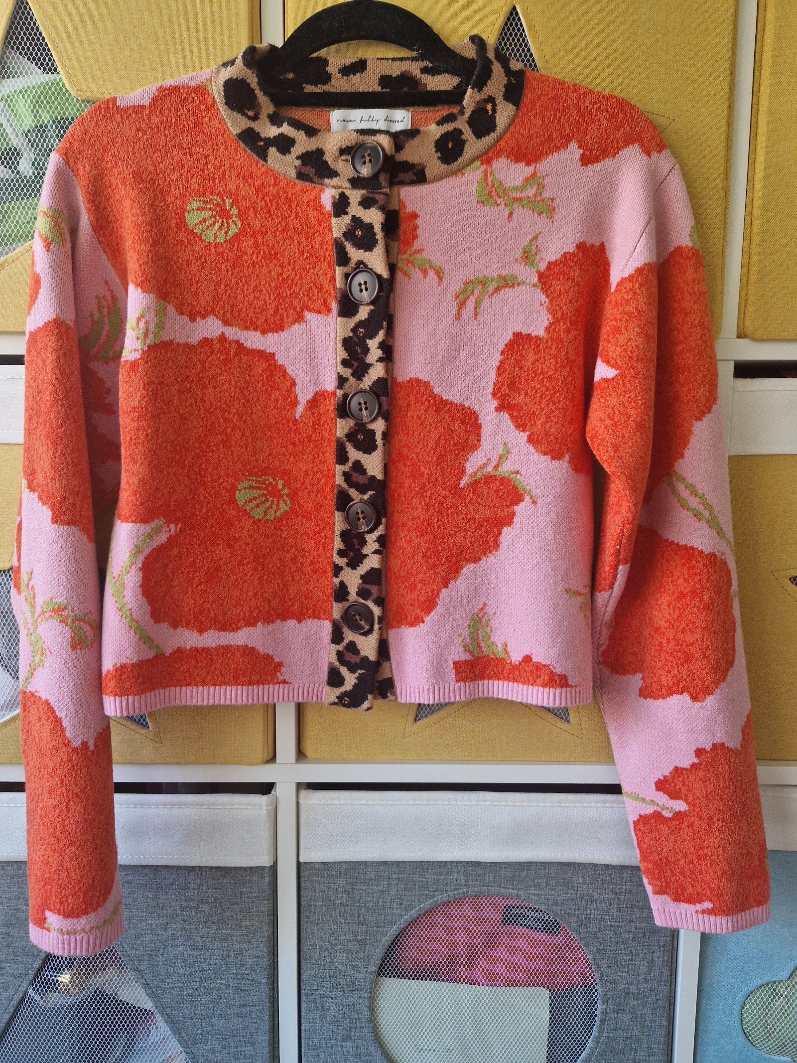 Never Fully Dressed Orange & Pink Floral Knit Cardigan XS