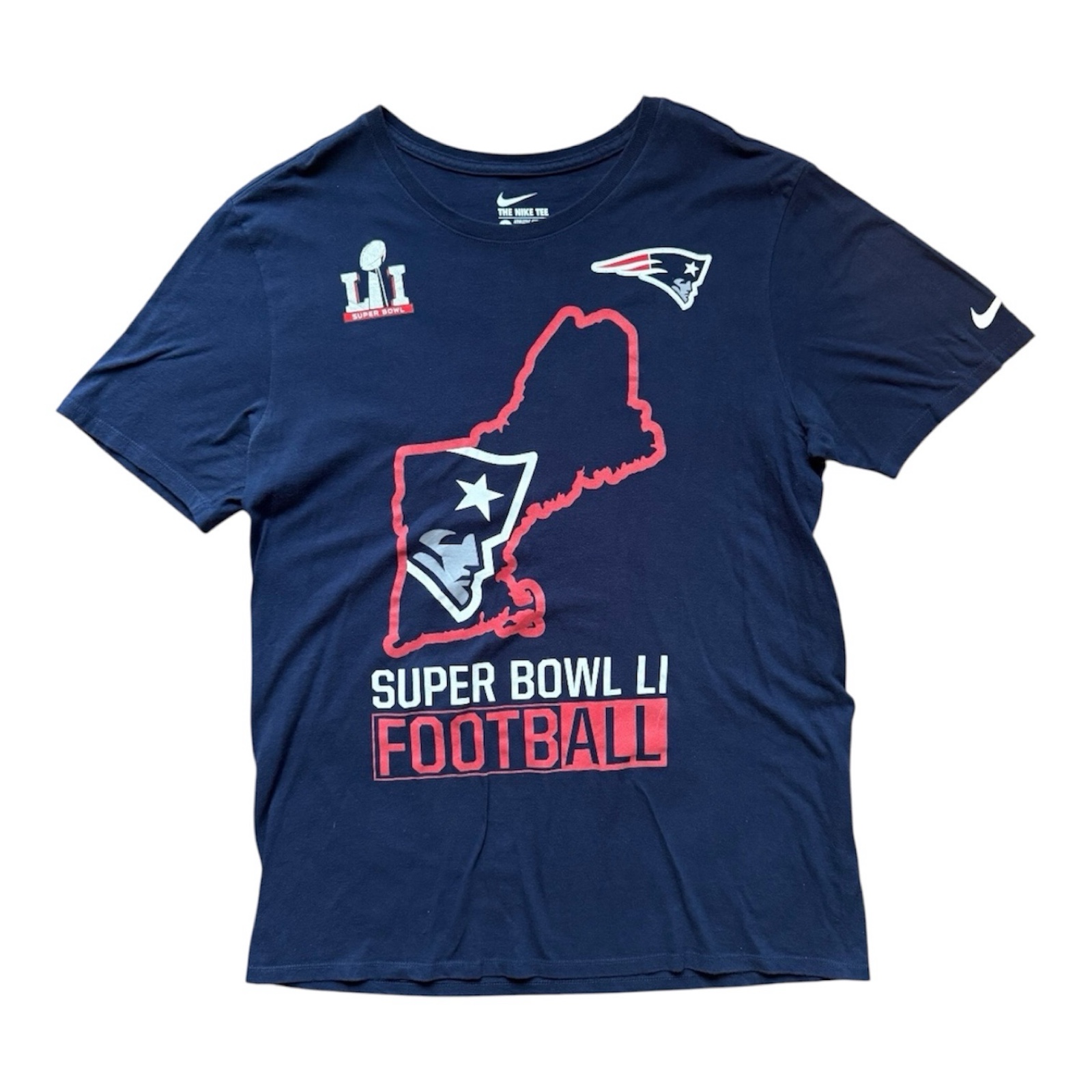 Nike New England Patriots T Shirt Large Navy Super Bowl LI Football Menswear