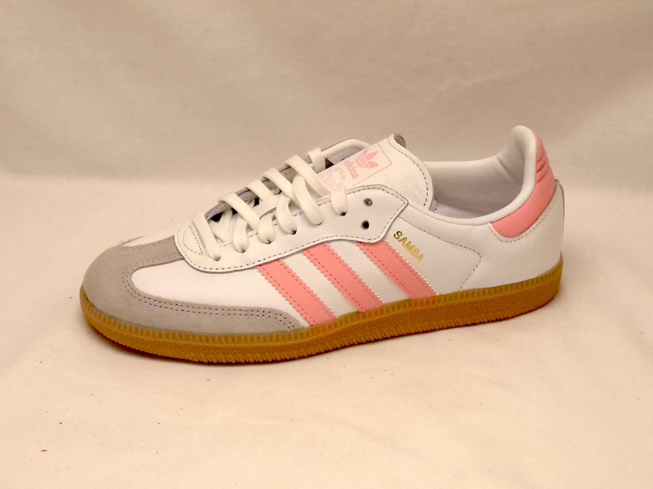 Adidas White & Pink Samba Classic Trainers UK 5