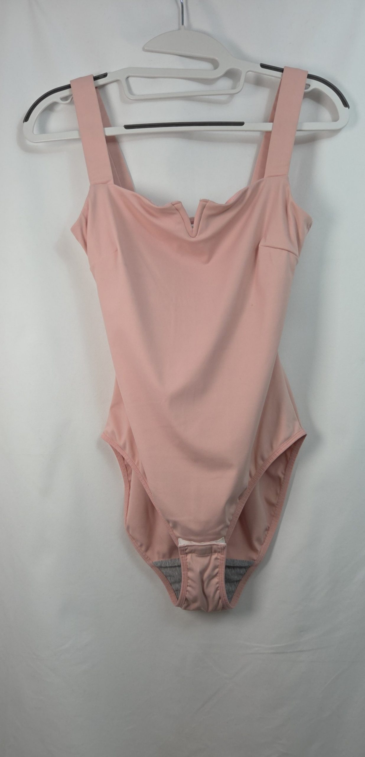 Light Pink V-Neck One-Piece Shapewear S Nylon Spandex