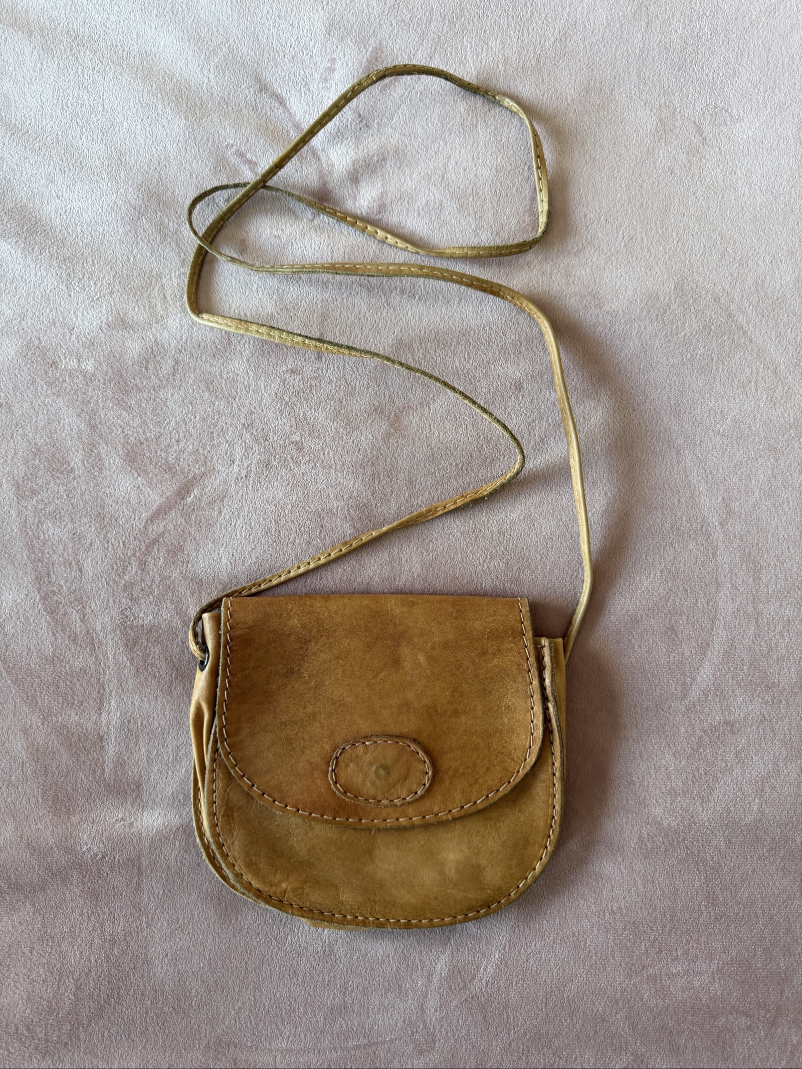 Vintage Look Boho Brown Leather Purse Crossbody